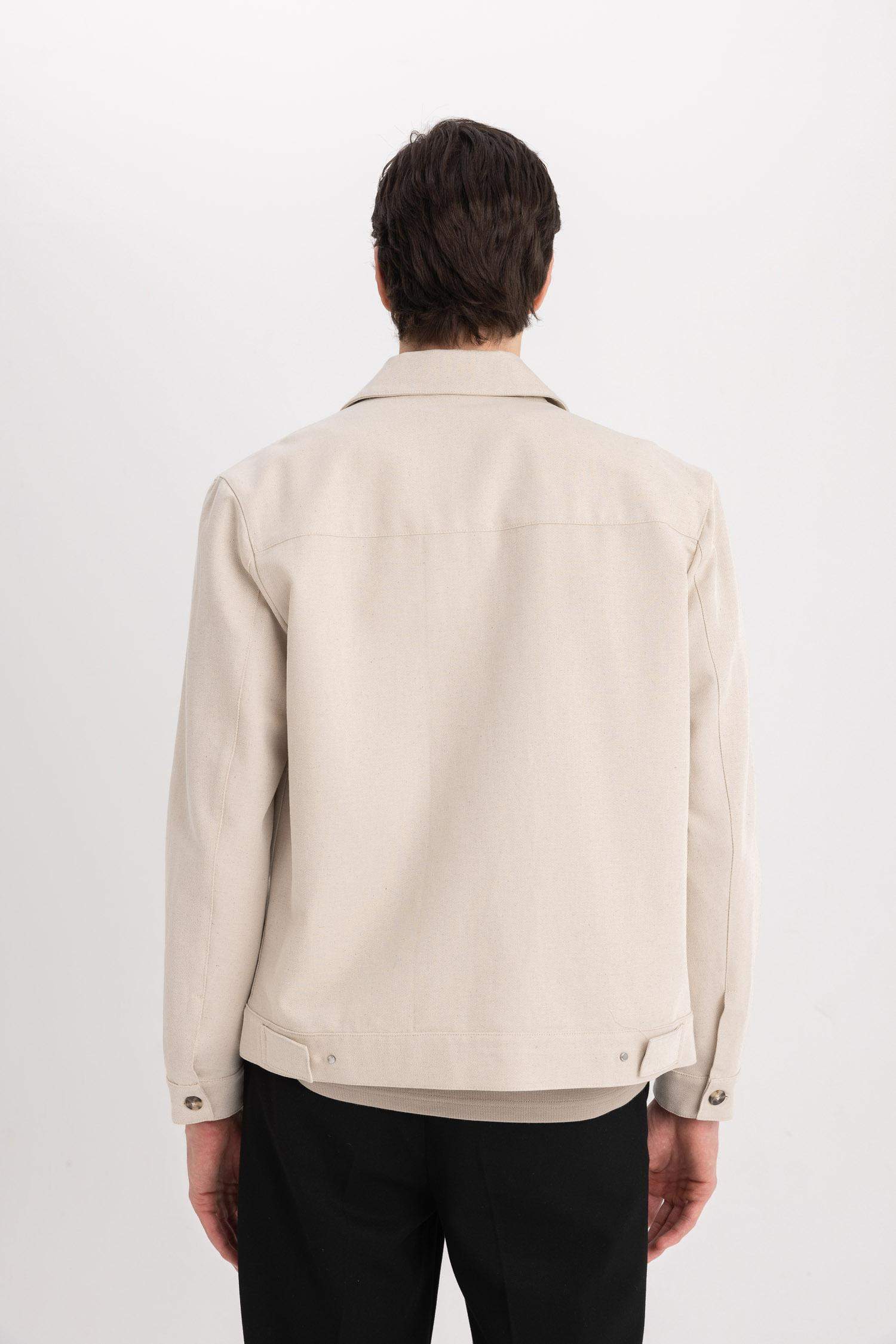 Mont Ceket Gömlek Yaka Yarım Astar Fermuarlı Cepli Mevsimlik Baharlık Keten