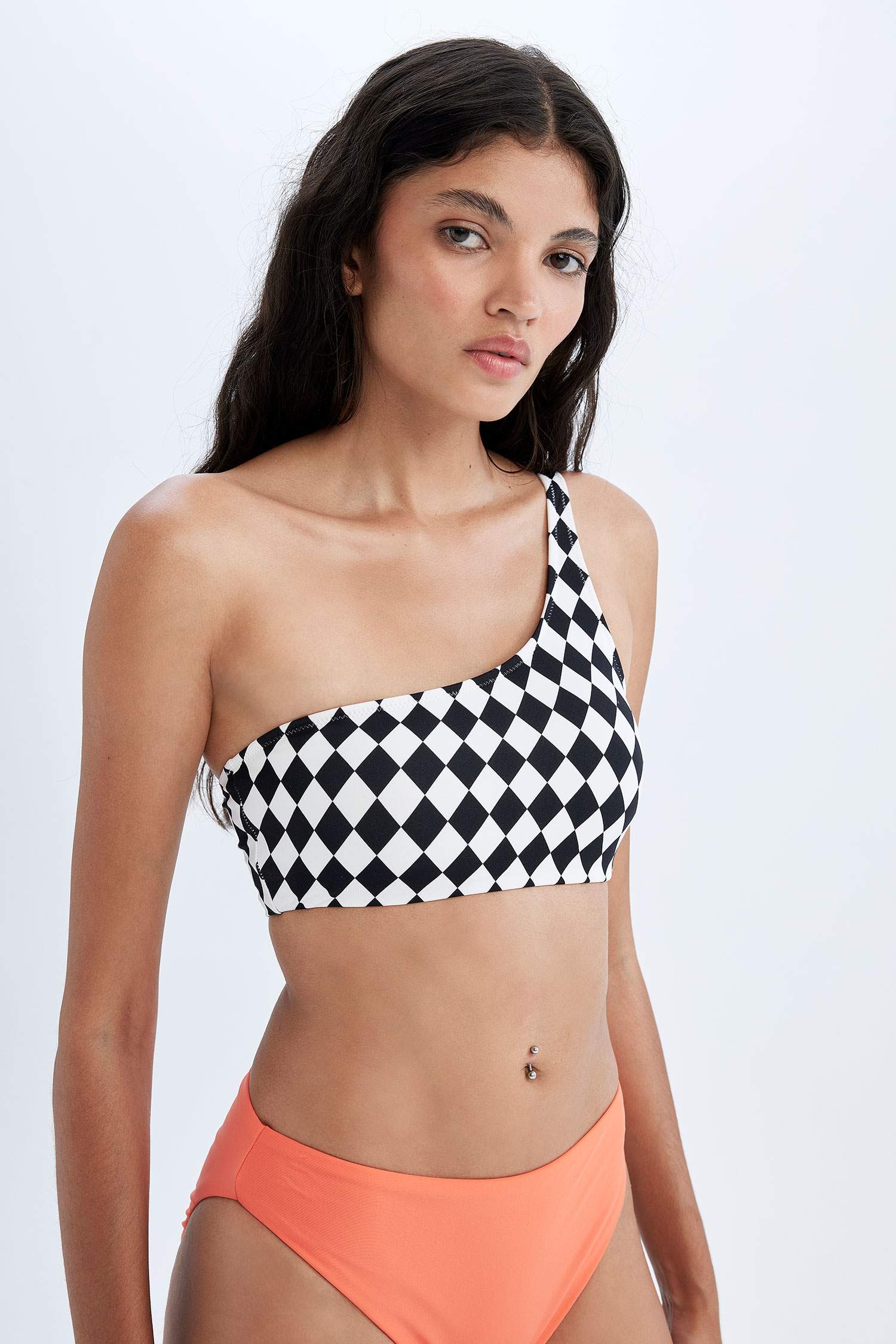 DeFactoFit Checkerboard Pattern Bikini Top