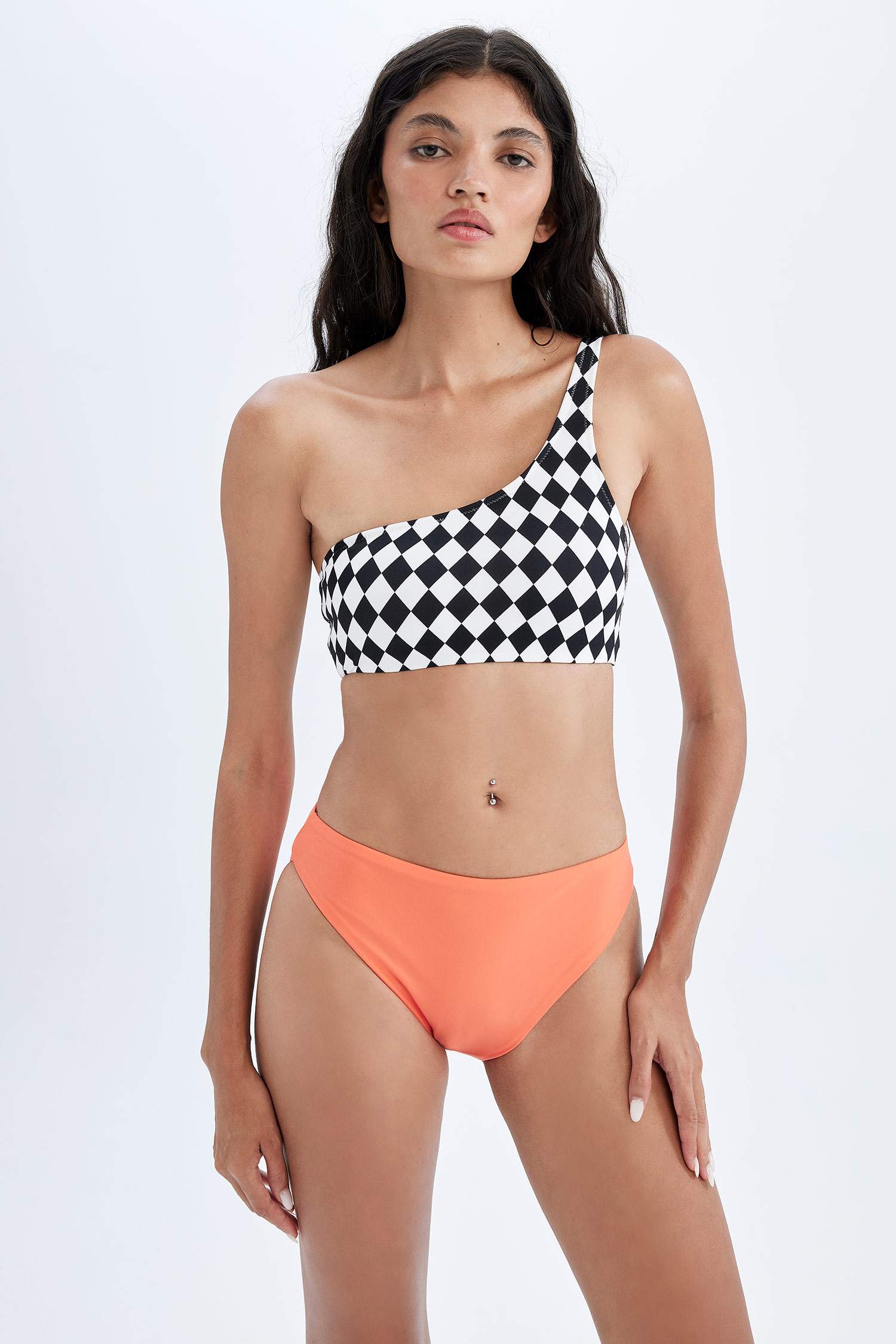 DeFactoFit Checkerboard Pattern Bikini Top
