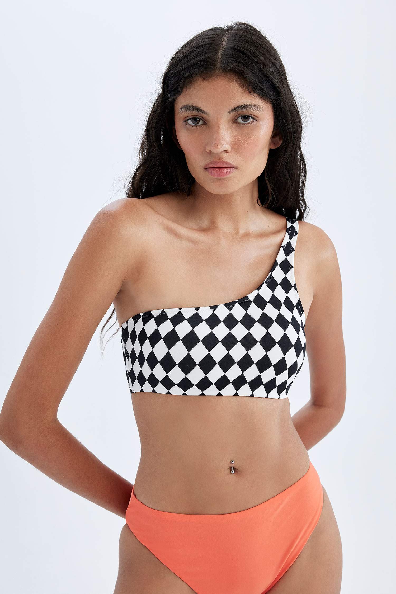 DeFactoFit Checkerboard Pattern Bikini Top