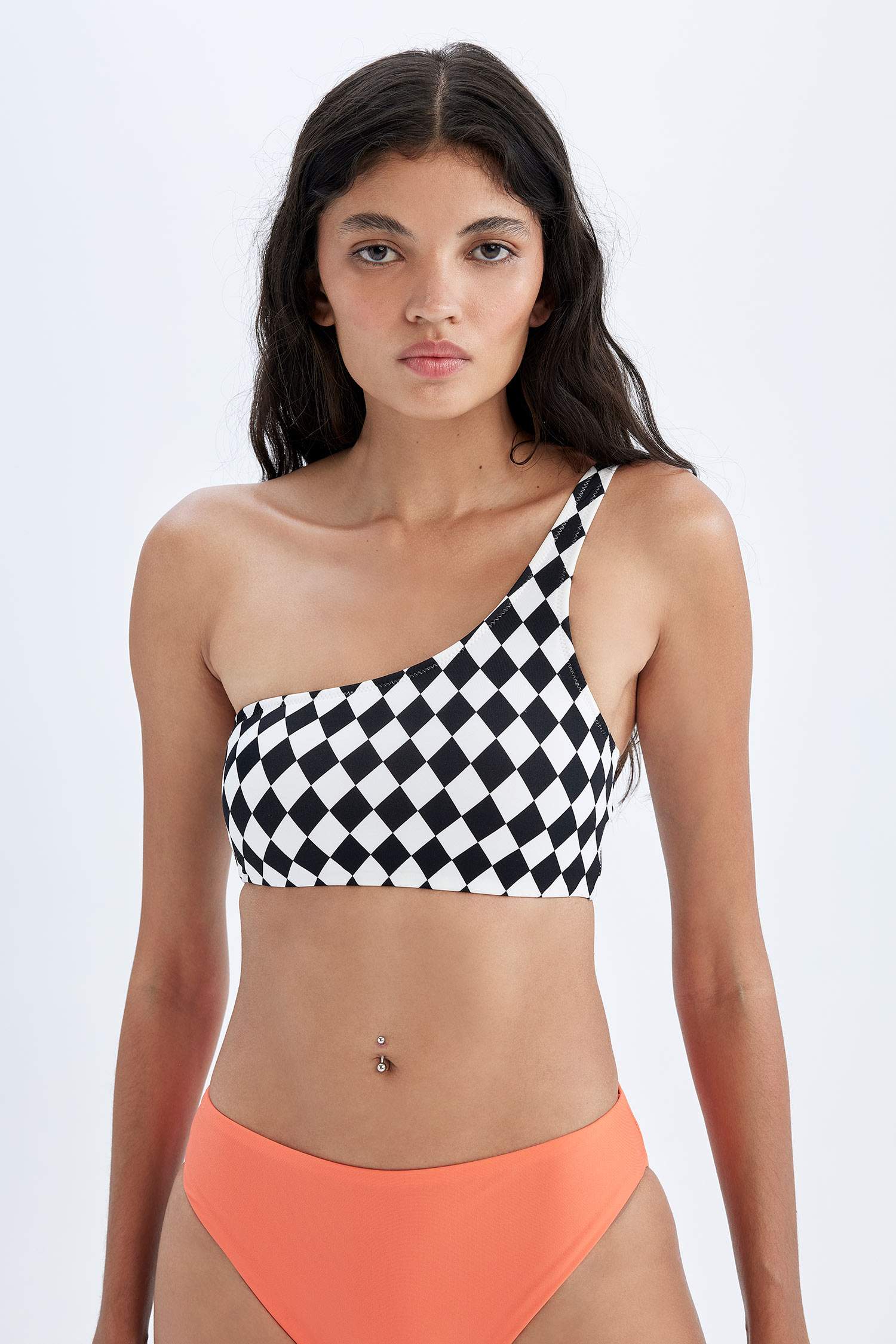 DeFactoFit Checkerboard Pattern Bikini Top