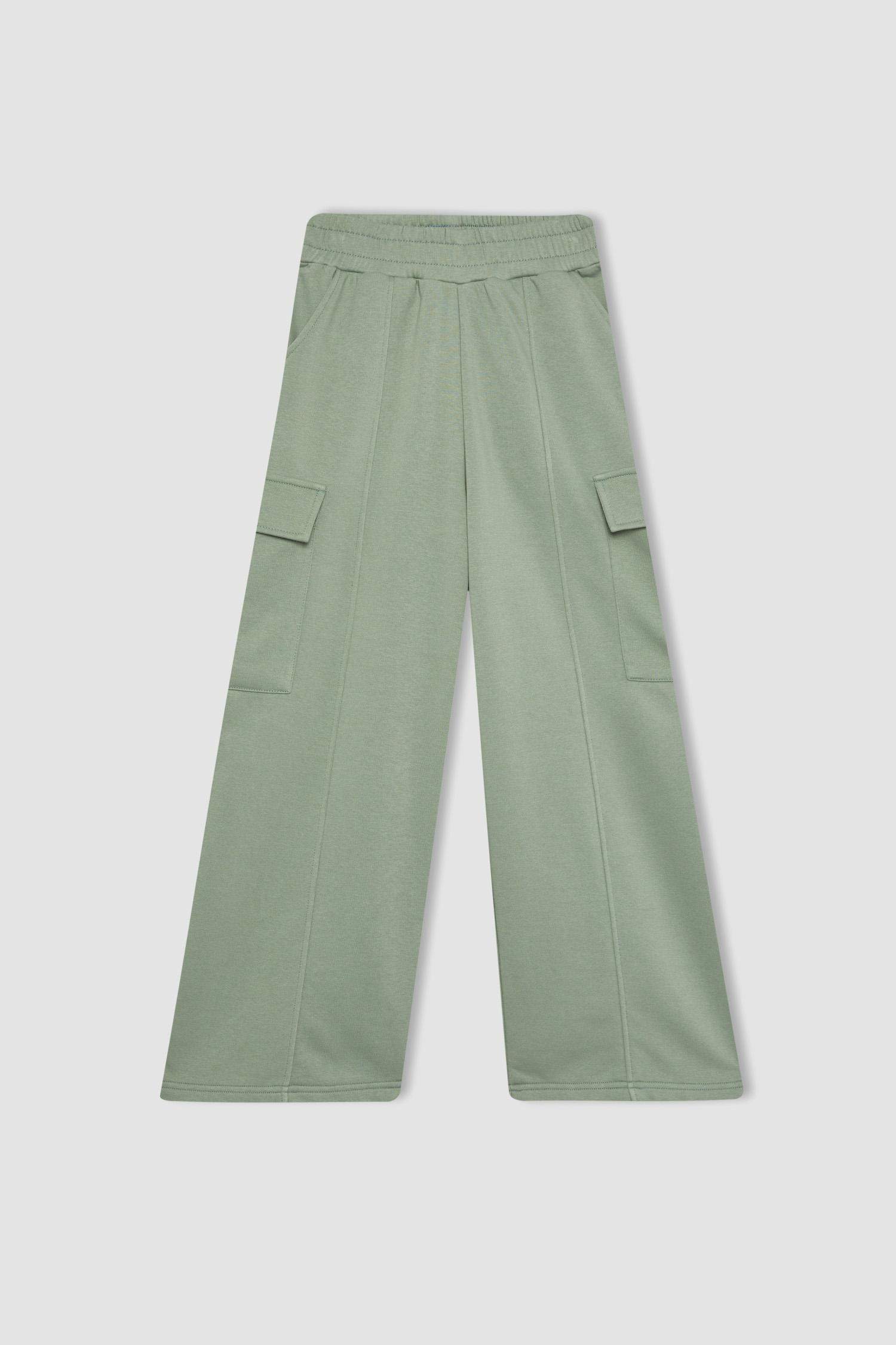 بنطلون بجامة رياضي كارجو بناتي برجل واسع