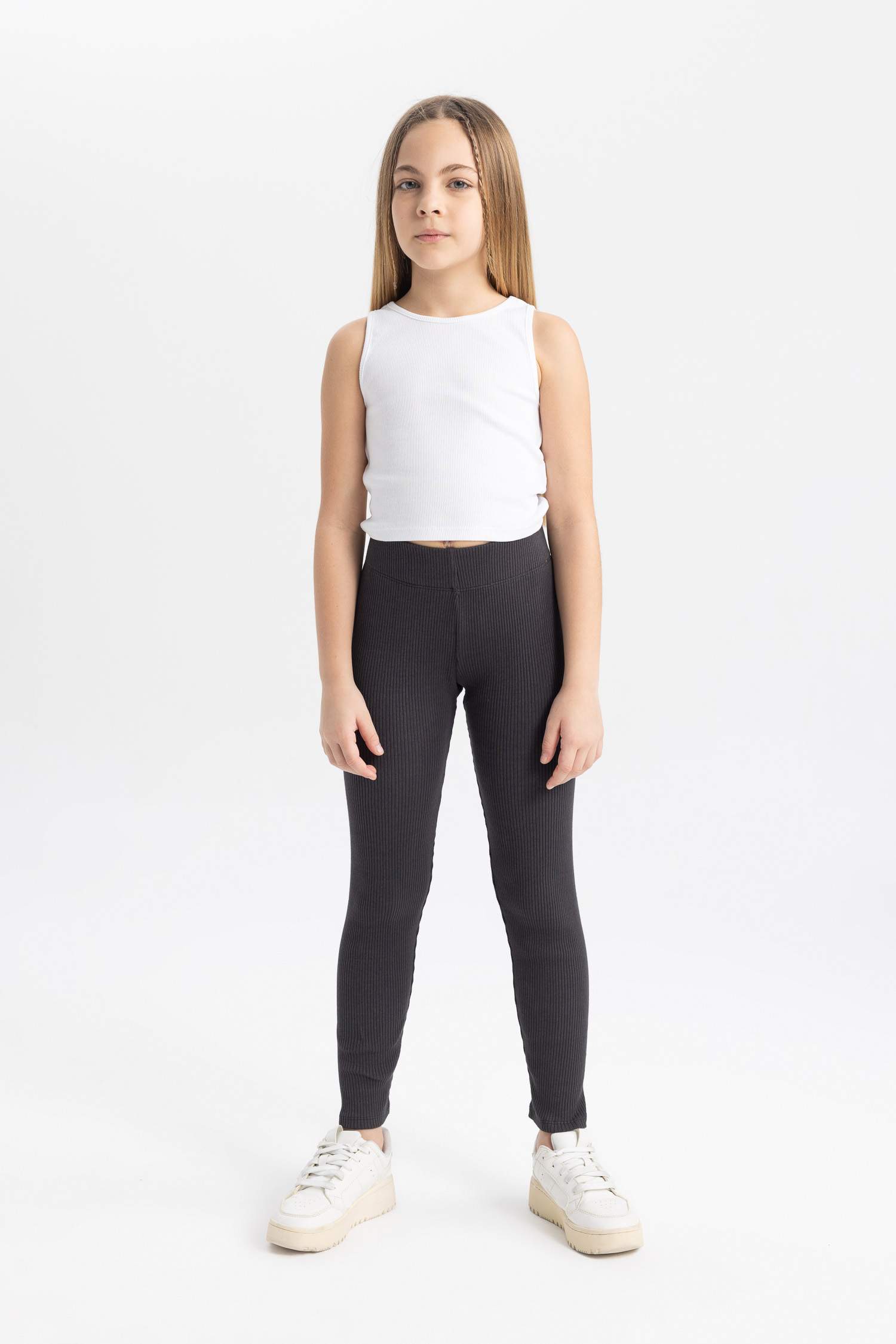 سروال ضيق بناتي مضلع طويل