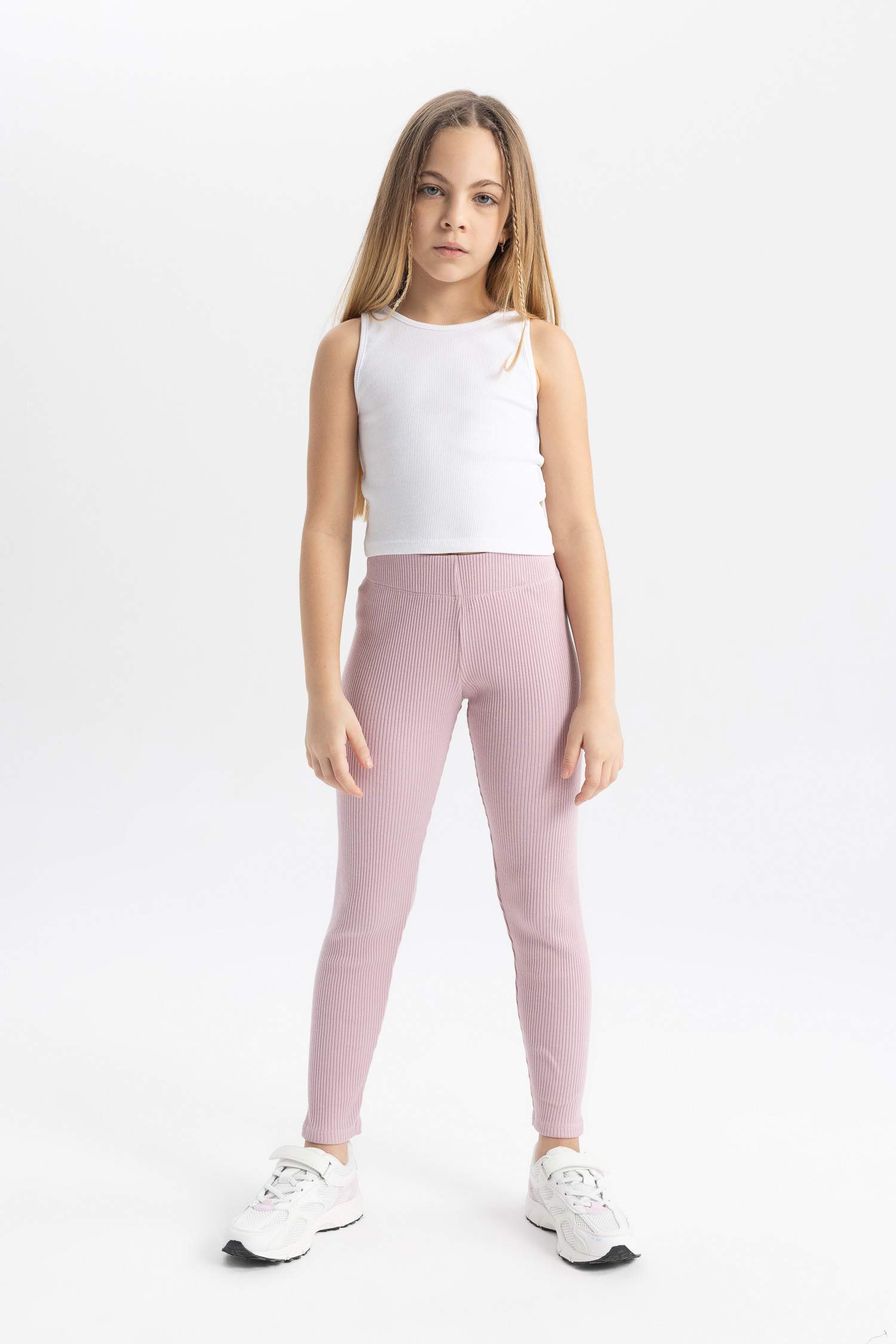 Kız Çocuk Uzun Boy Fitilli Kaşkorse Basic Düz Tayt