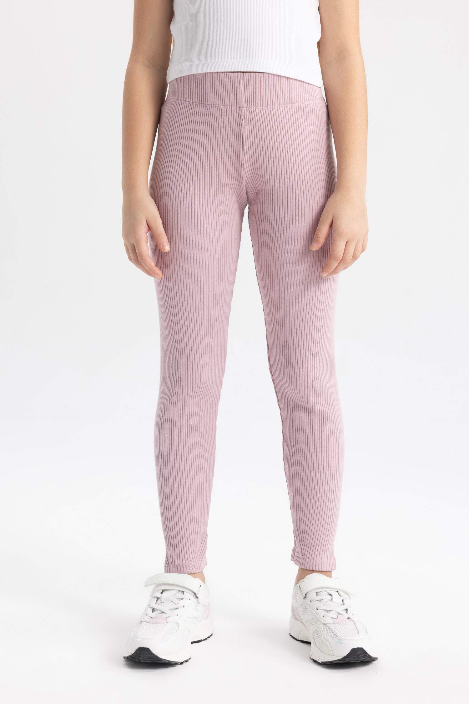 Kız Çocuk Uzun Boy Fitilli Kaşkorse Basic Düz Tayt