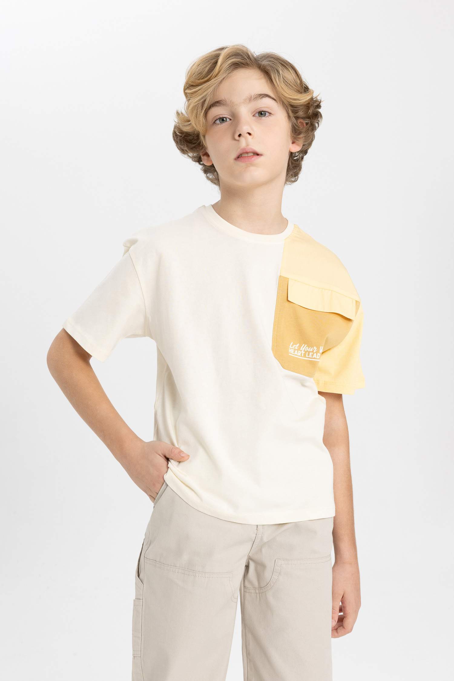 T-Shirt Oversize Col Rond imprimé à Manches Courtes Avec Poche Pour Garçon