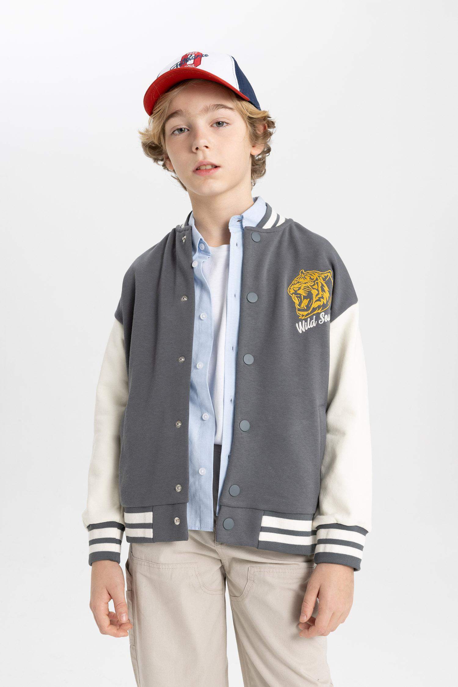 جاكيت بومبر ولادي اوفر سايز  مطبوع