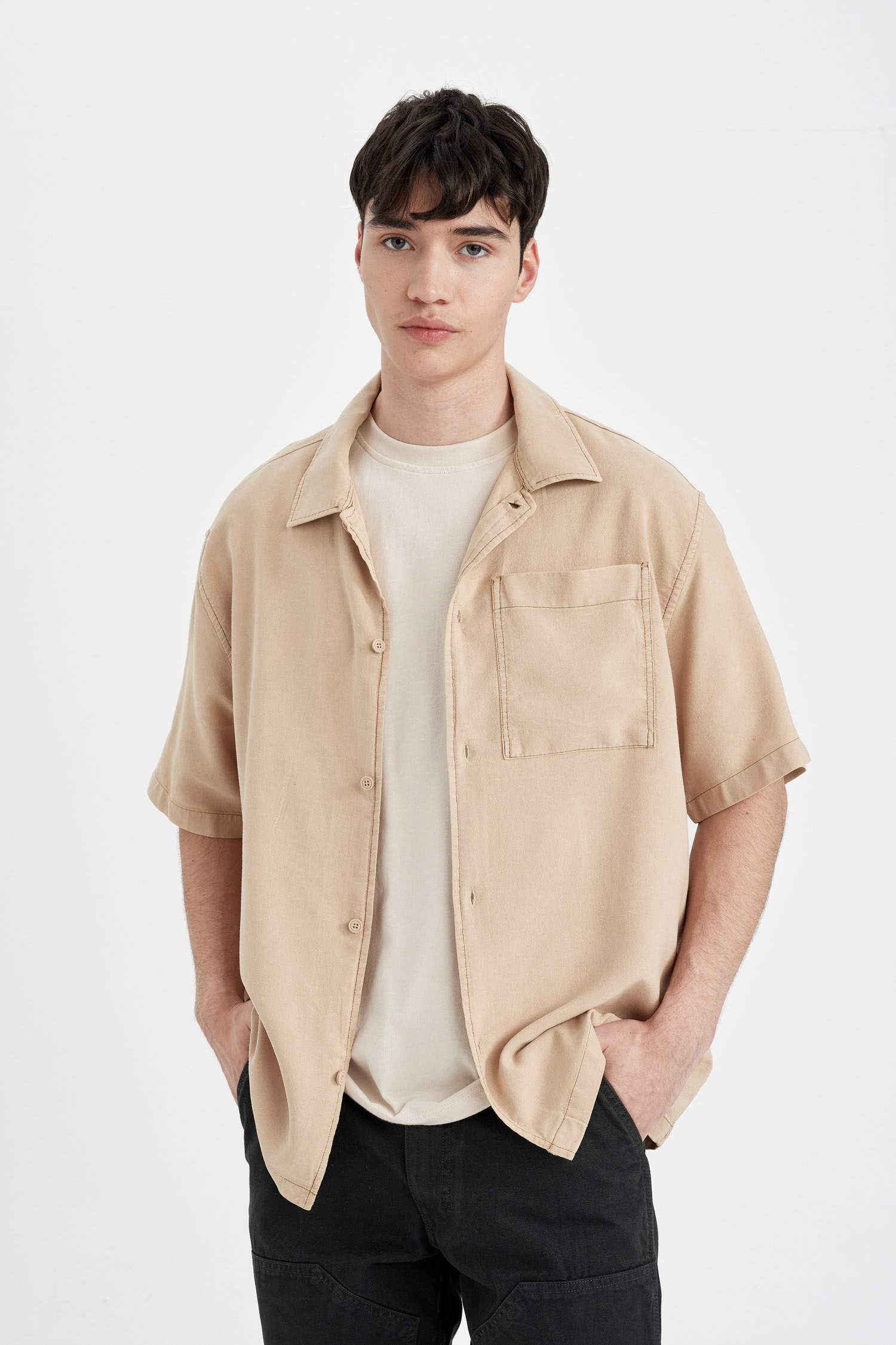 قميص نص ردن ايوسل قصة مريحة