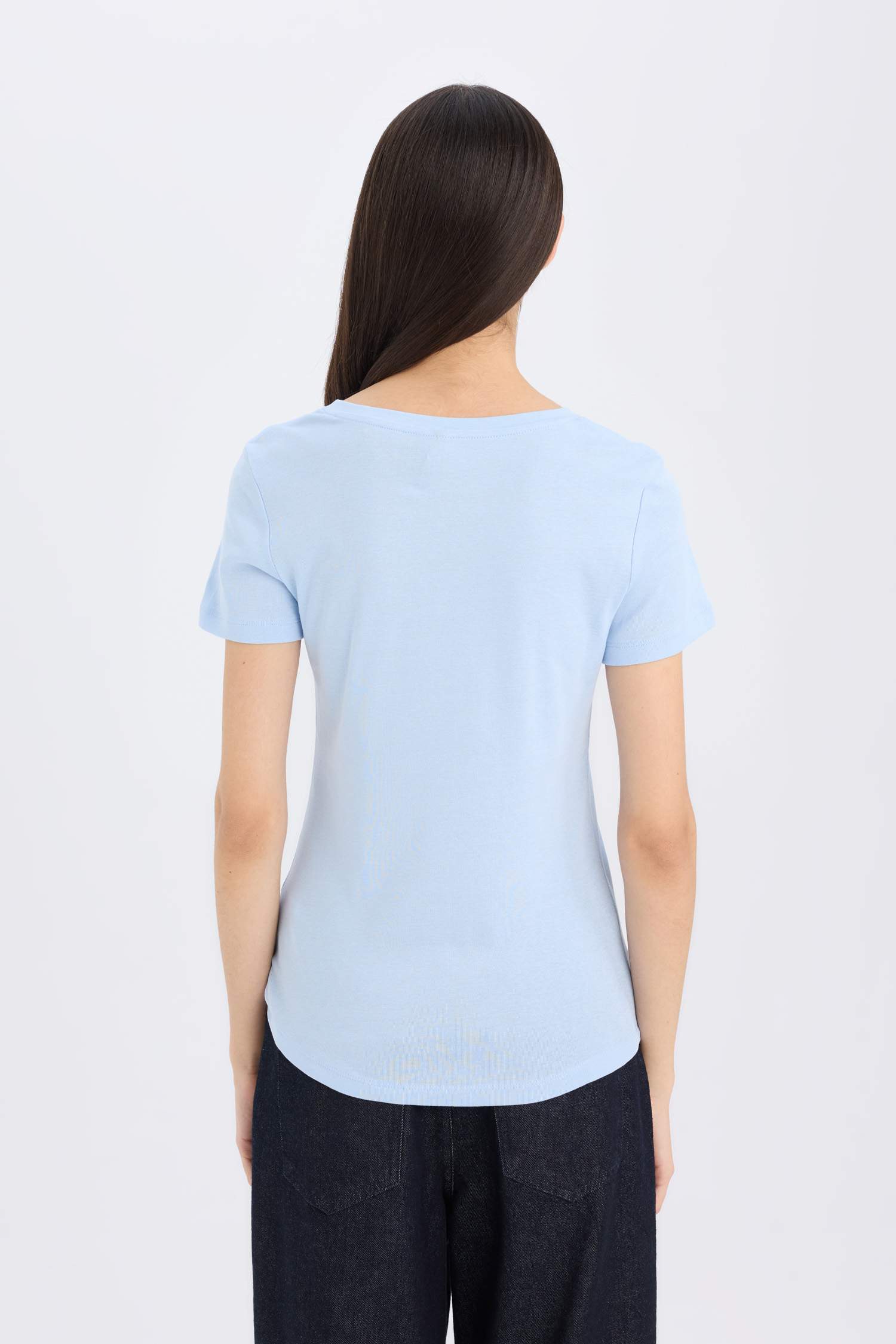 Regular Fit V-Neck Ribana Short Sleeve T-Shirt