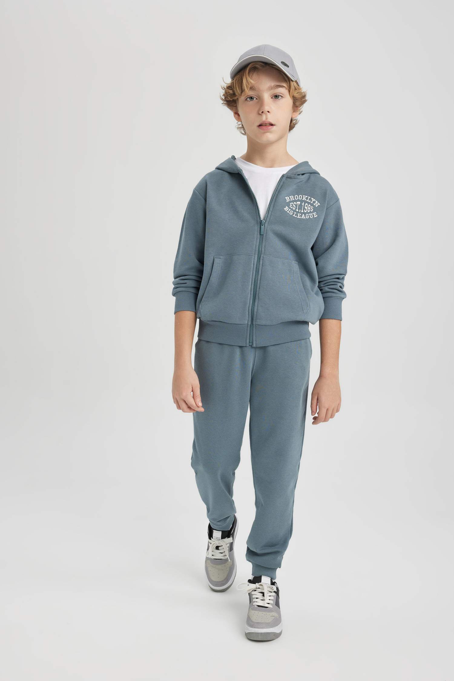 Boy Hooded Printed Sweat Cardigan