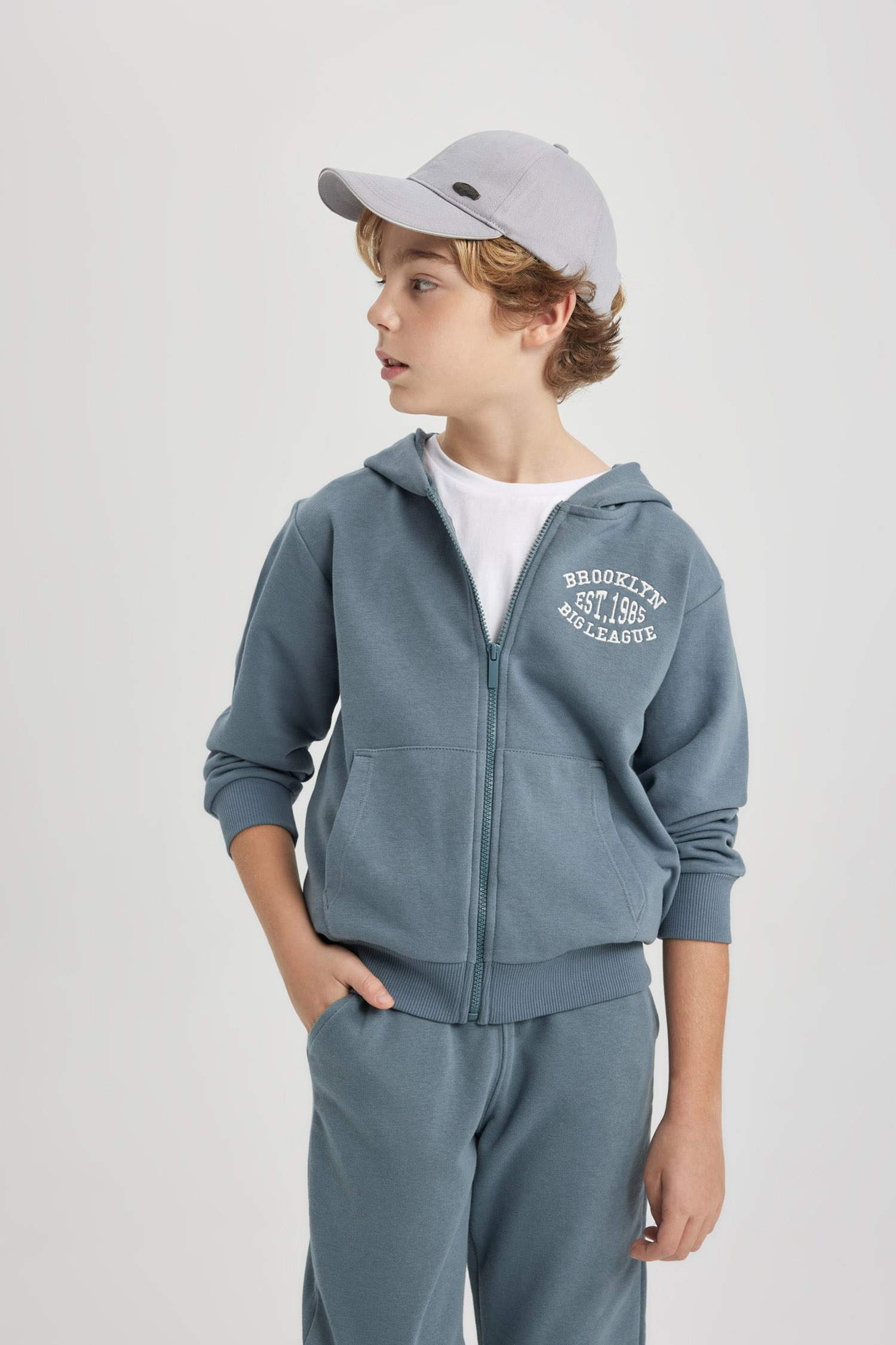 Boy Hooded Printed Sweat Cardigan