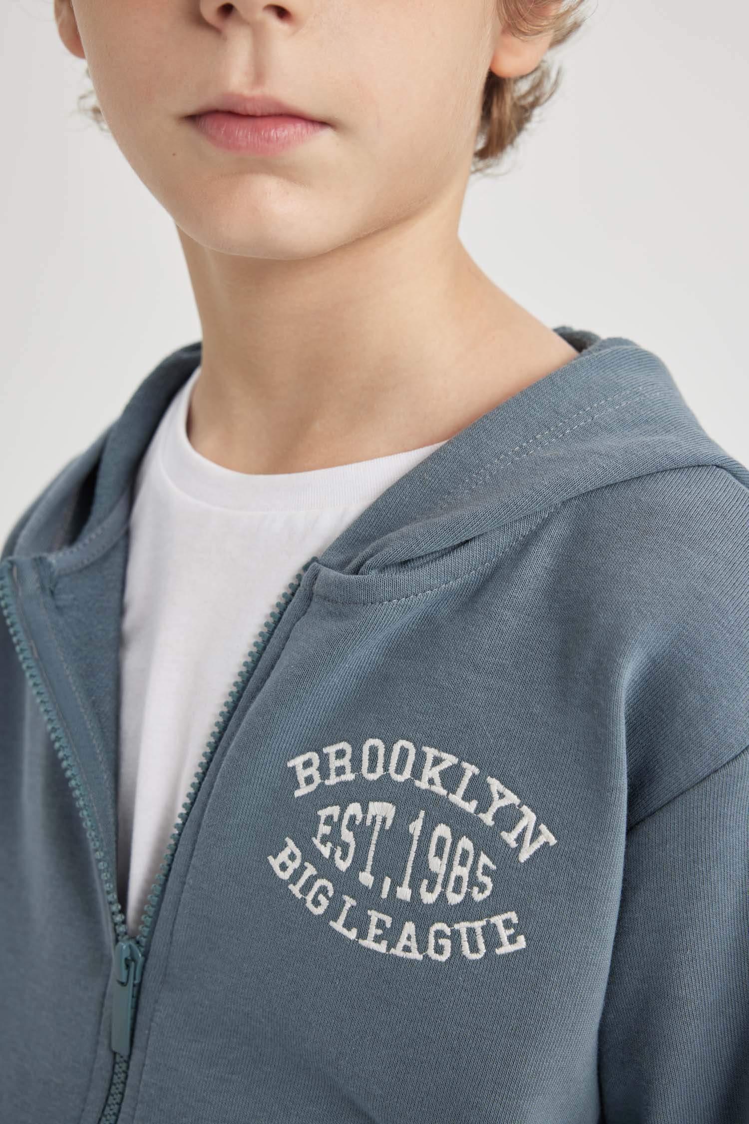 Boy Hooded Printed Sweat Cardigan