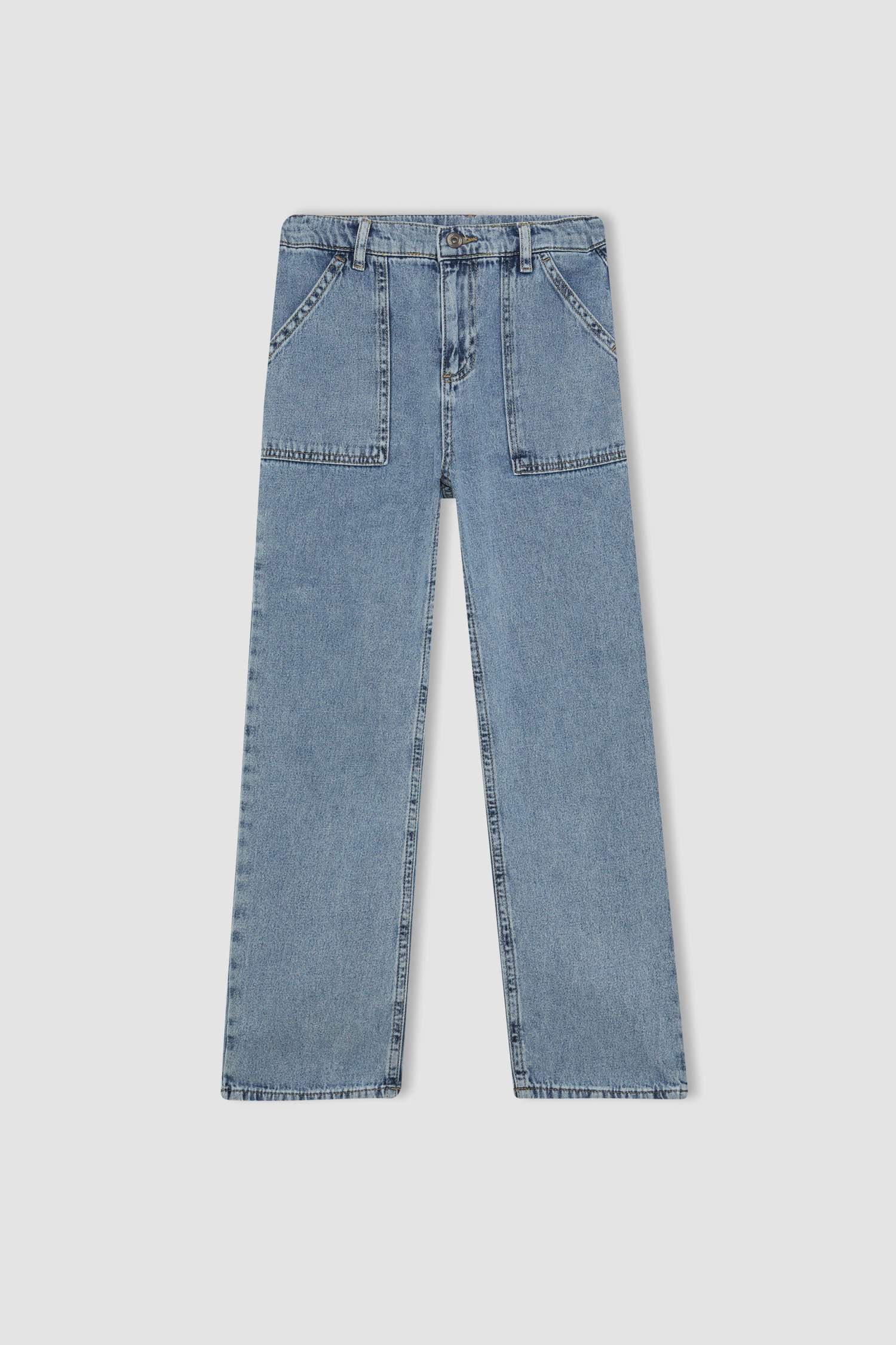 بنطرون جينز ولادي وايد برجل واسع بجيب