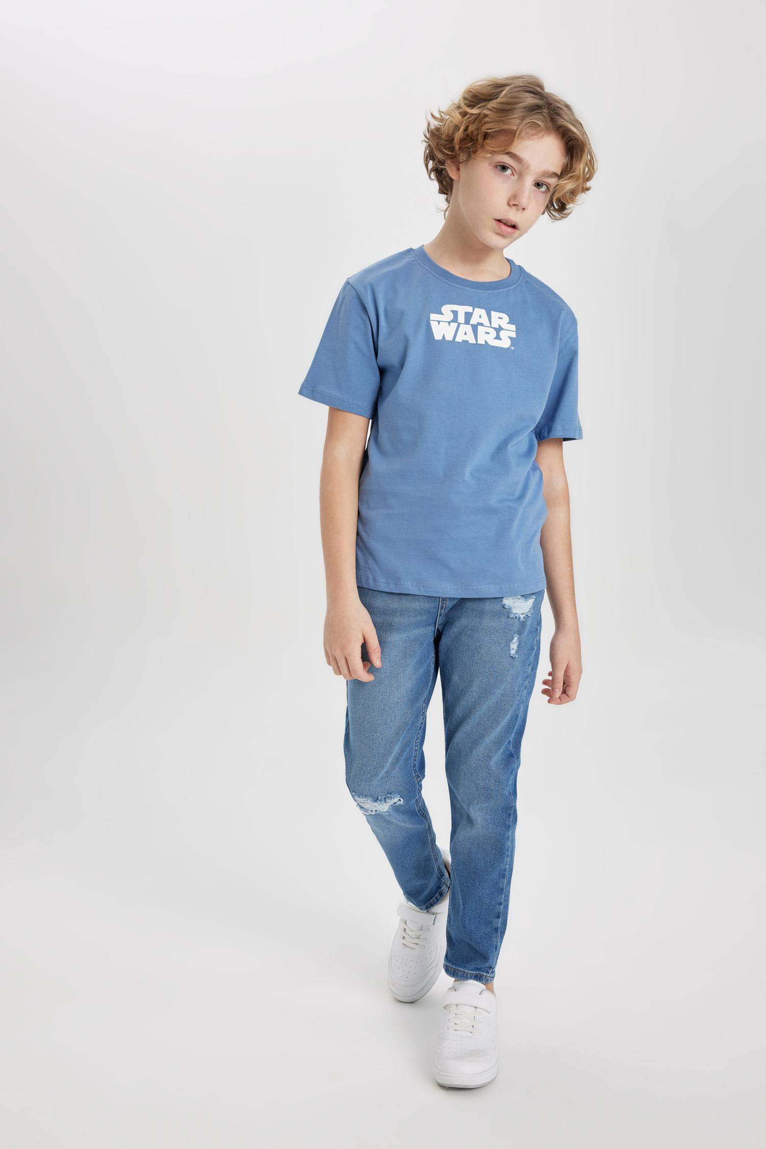 Erkek Çocuk Carrot Fit  Yırtık Detaylı Düz Paça Jean Pantolon