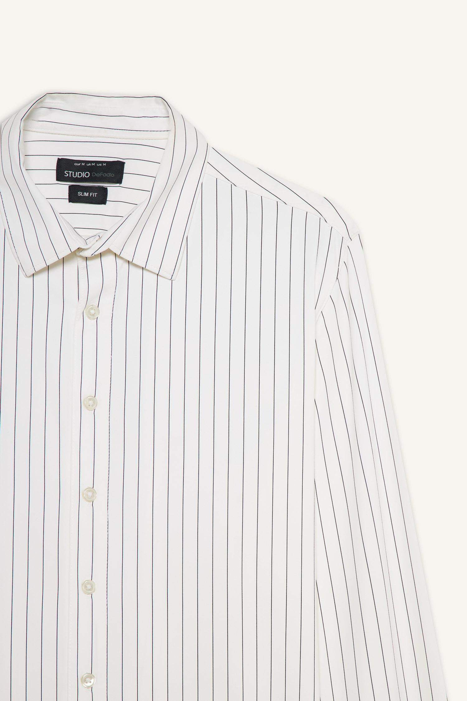 قميص بولو مخطط سليم فيت ردن طويل