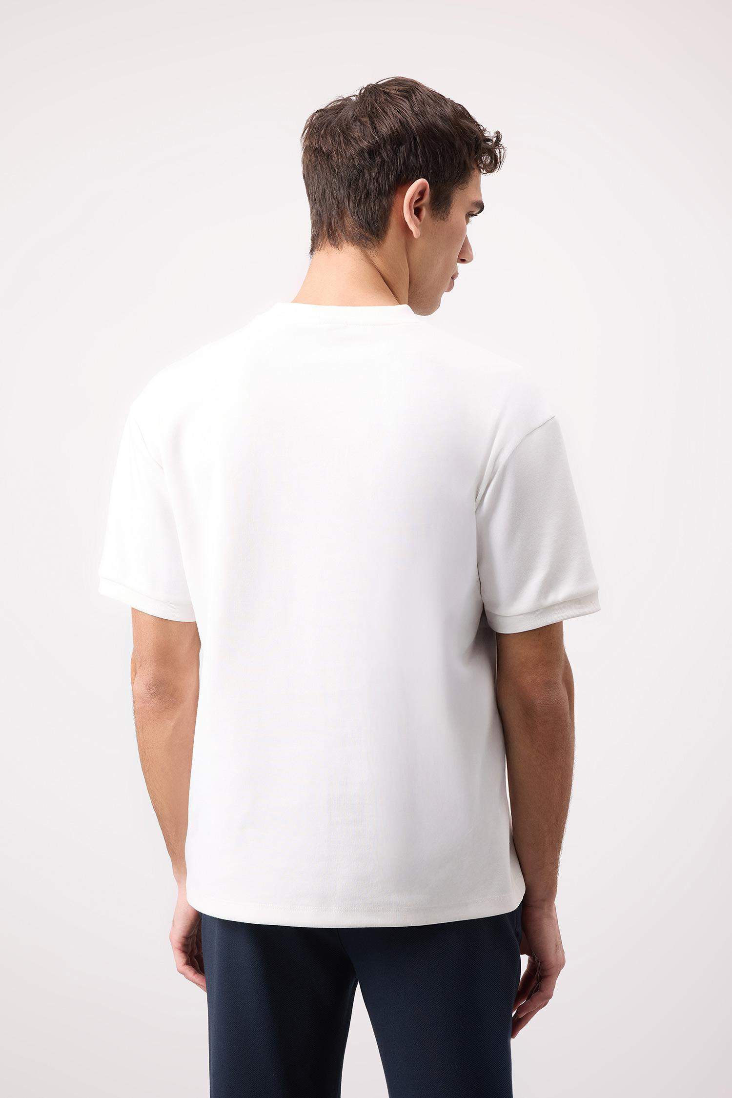 Oversize Geniş Kalıp Bisiklet Yaka Basic Düz Kısa Kollu Ağır Kumaş Beyaz Tişört