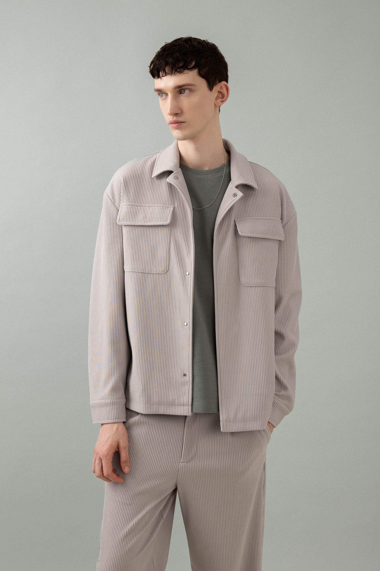 Relax Fit Gömlek Yaka Pilise Çıtçıtlı Cepli Gömlek Ceket