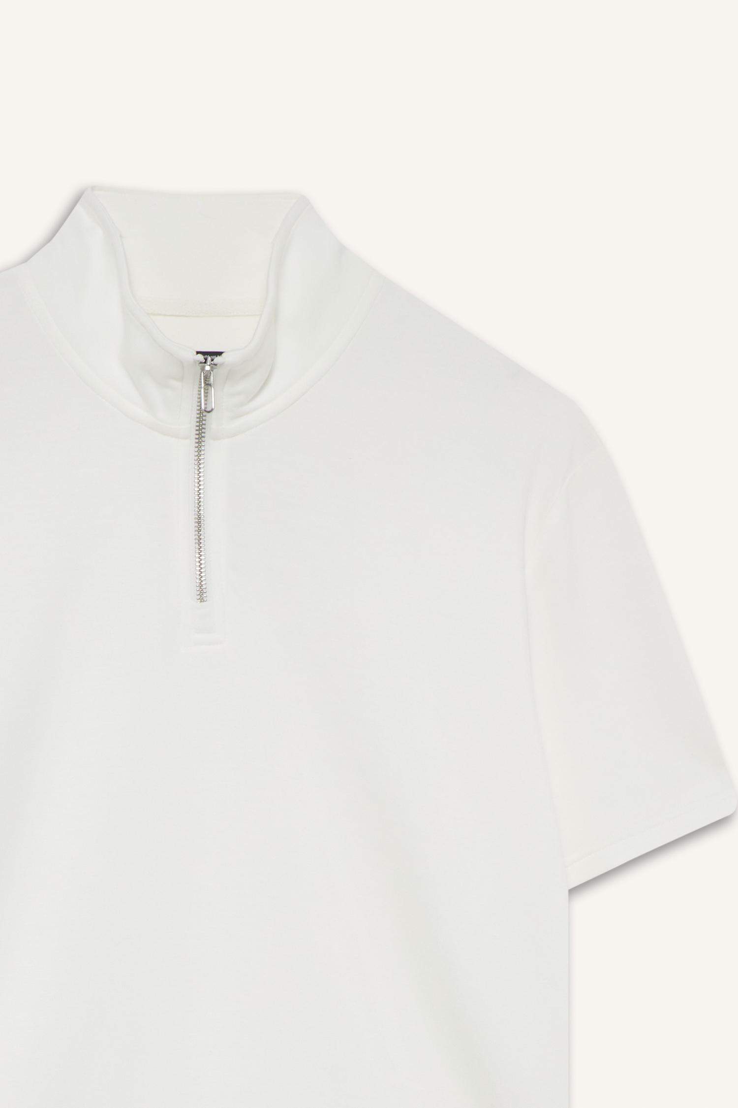 Regular Fit Stand Collar Short Sleeve Heavy Fabric T-Shirt