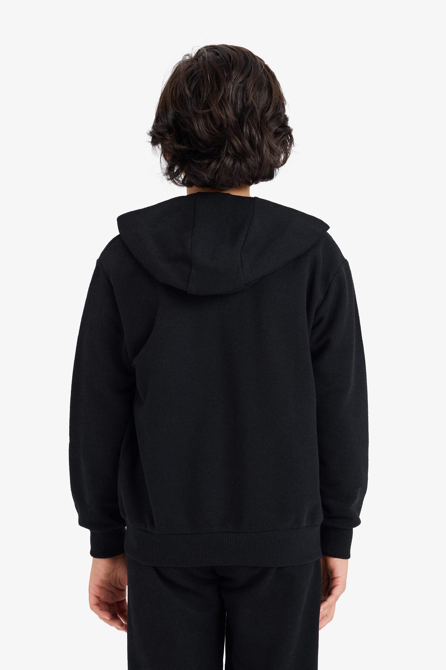 Erkek Çocuk Kapüşonlu Pike Fermuarlı Sweatshirt