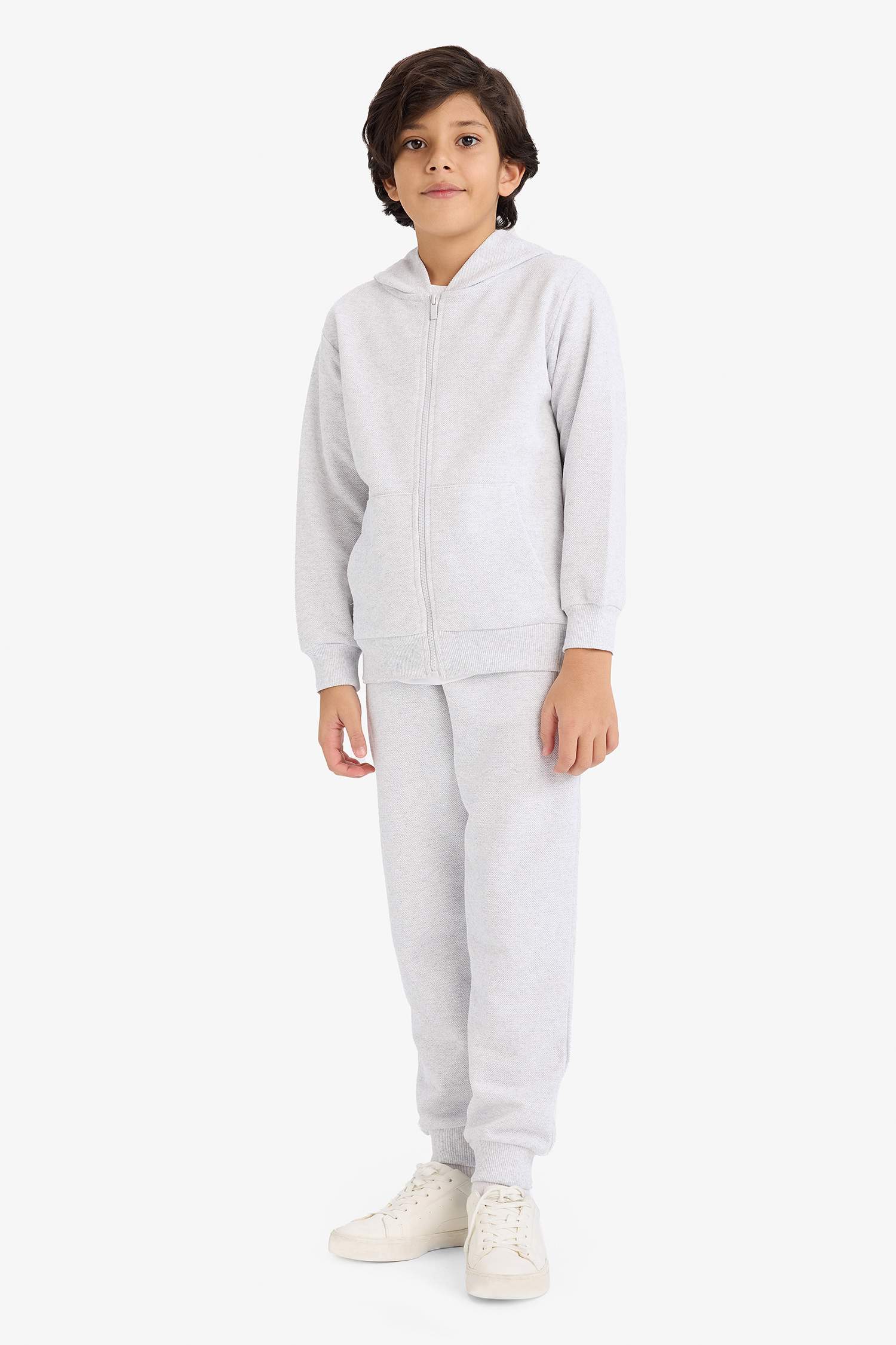 Erkek Çocuk Kapüşonlu Pike Fermuarlı Sweatshirt