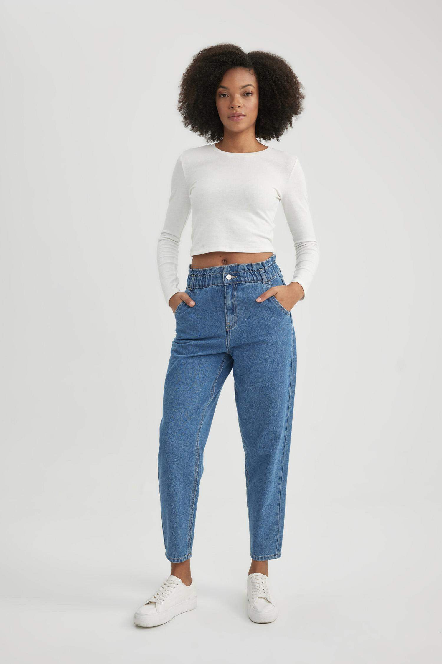 بنطرون جينز بيبرباج بخصر عالي