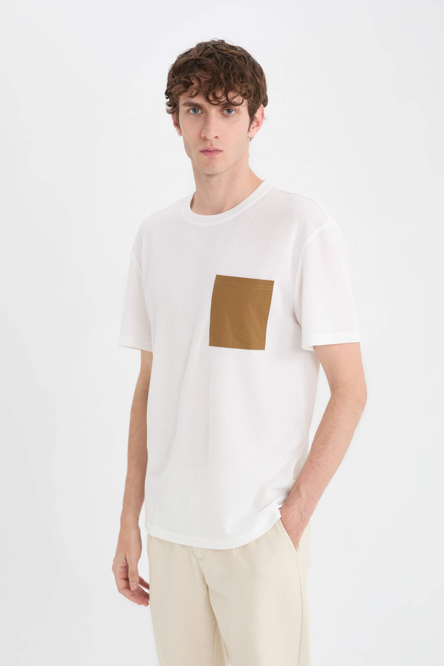 Regular Fit Bisiklet Yaka Cepli Kısa Kollu Tişört