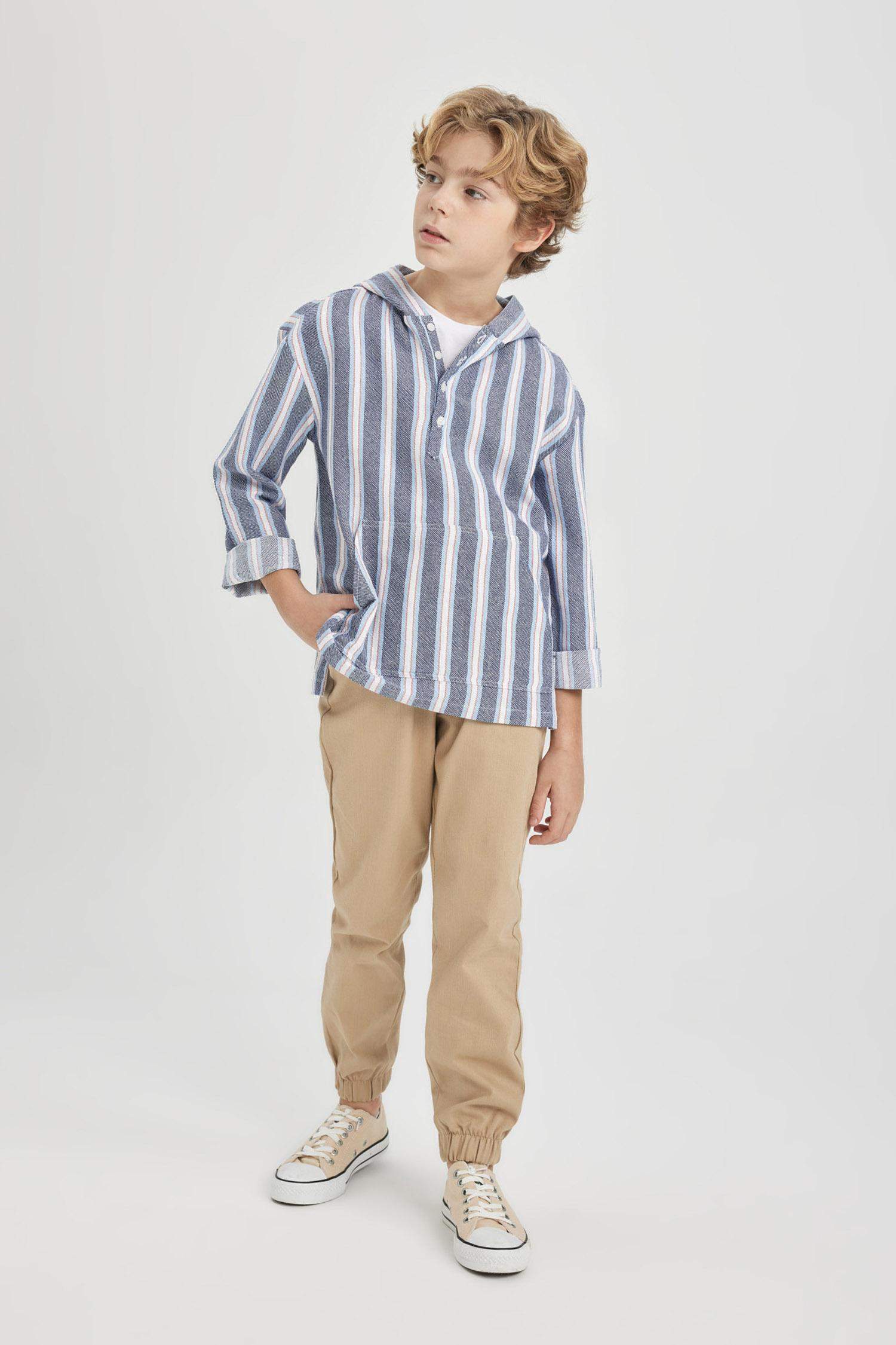 قميص اولادي كم طويل قصة عادية بكابيشون