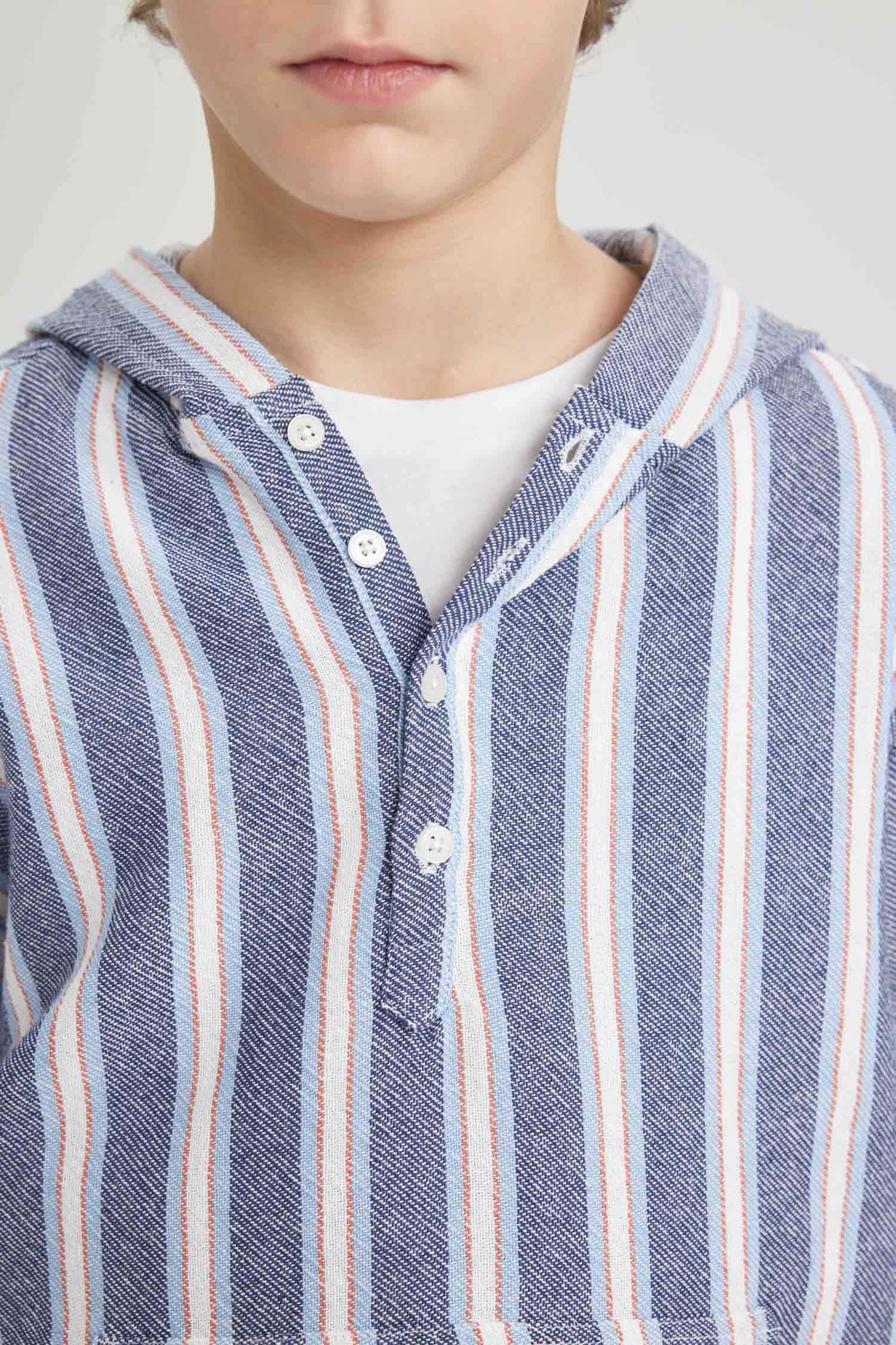 قميص اولادي كم طويل قصة عادية بكابيشون