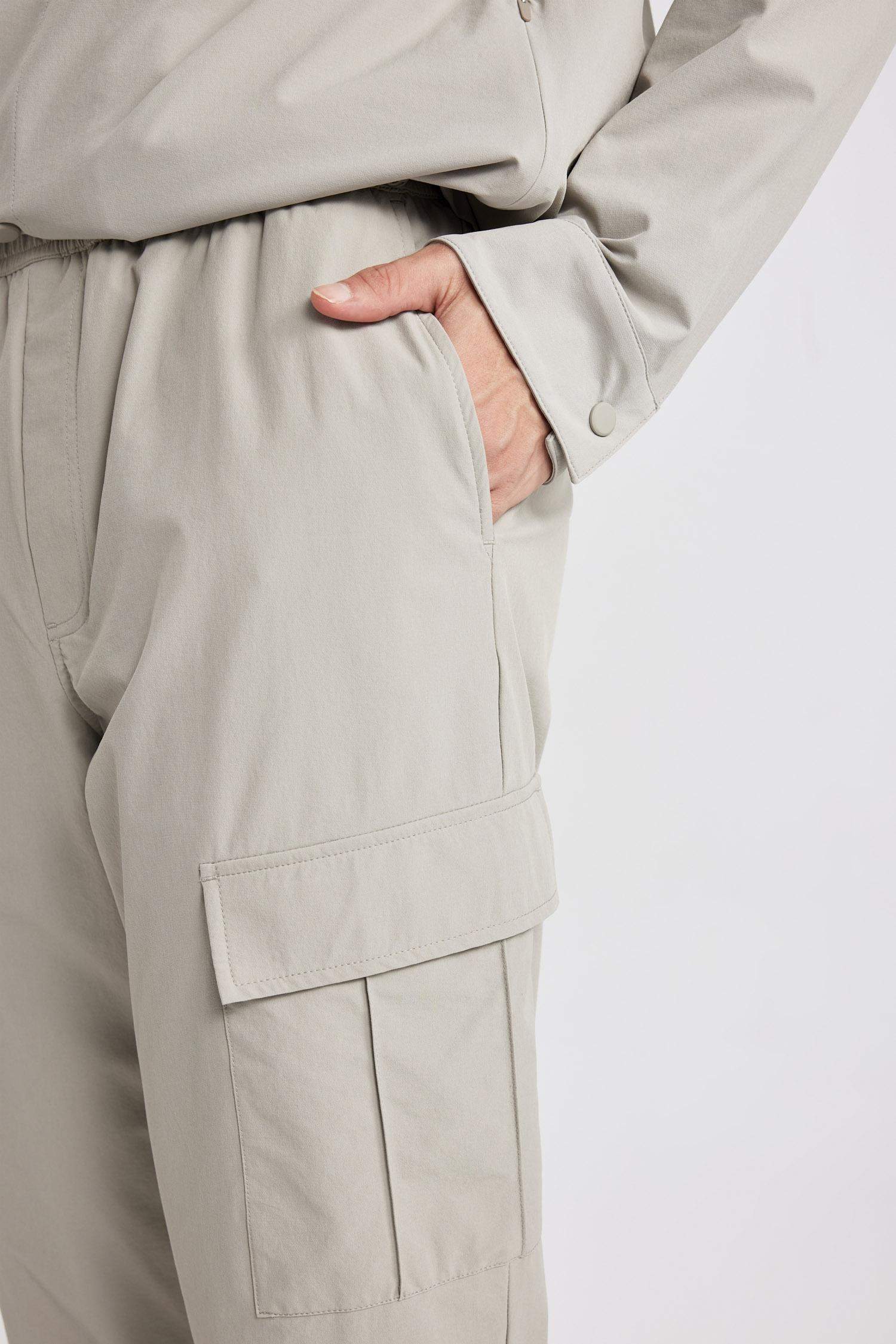 Jogger Yazlık Kumaş Pantolon Kargo Cepli Her Yöne Esneyen Büzgülü Düz Paça