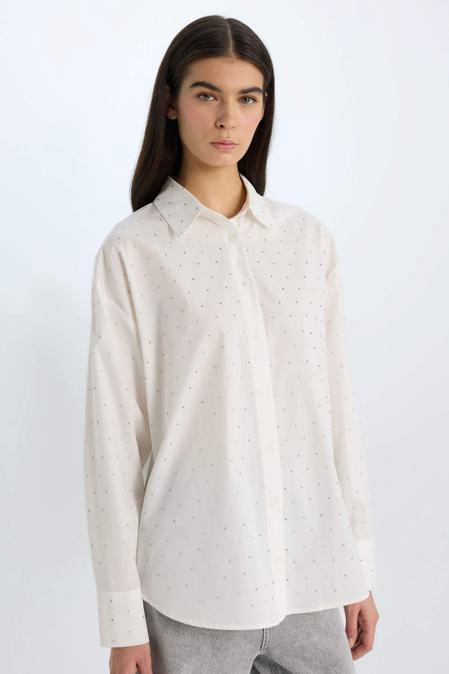 Oversize Geniş Kalıp Poplin Uzun Kollu Gömlek