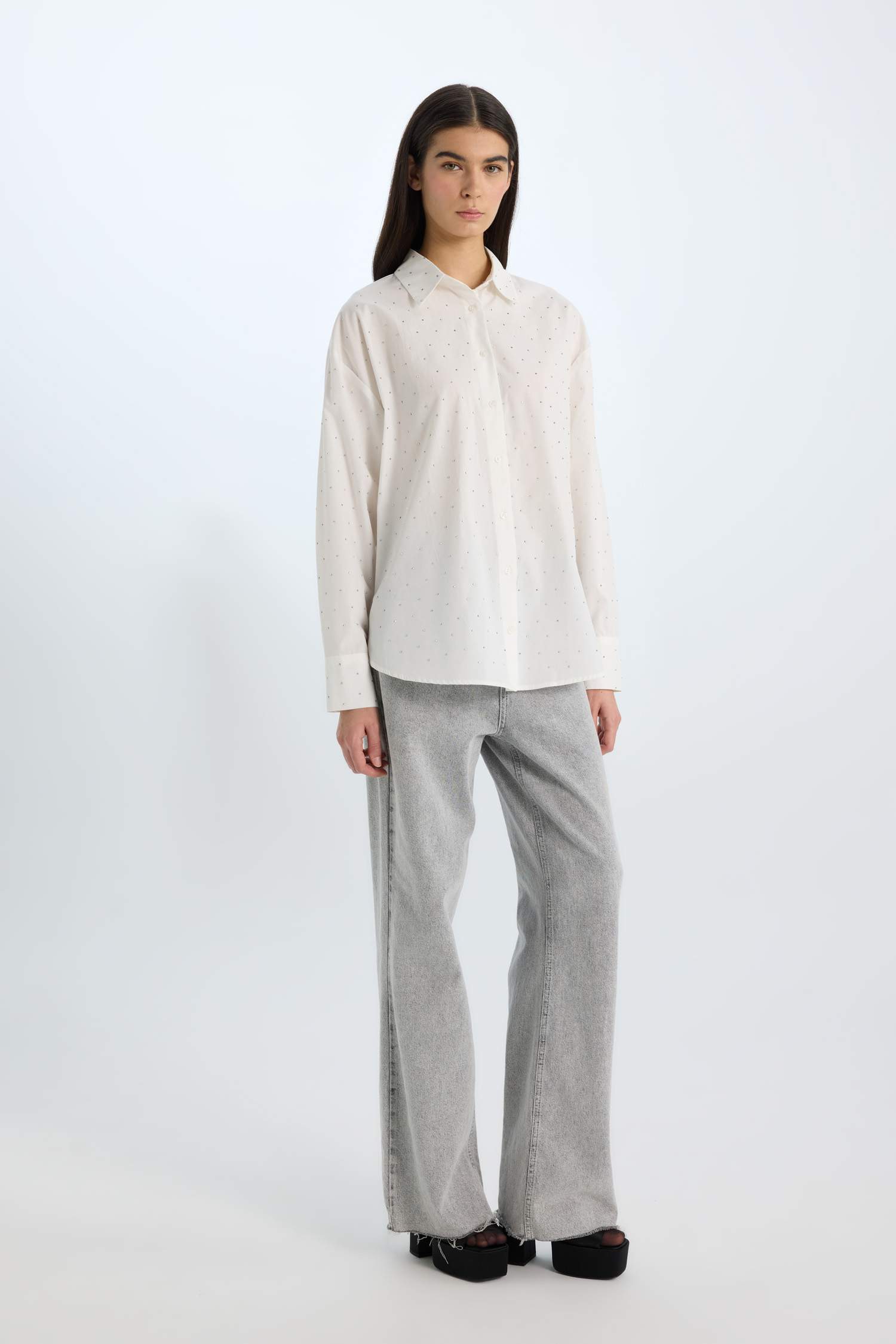 Oversize Geniş Kalıp Poplin Uzun Kollu Gömlek