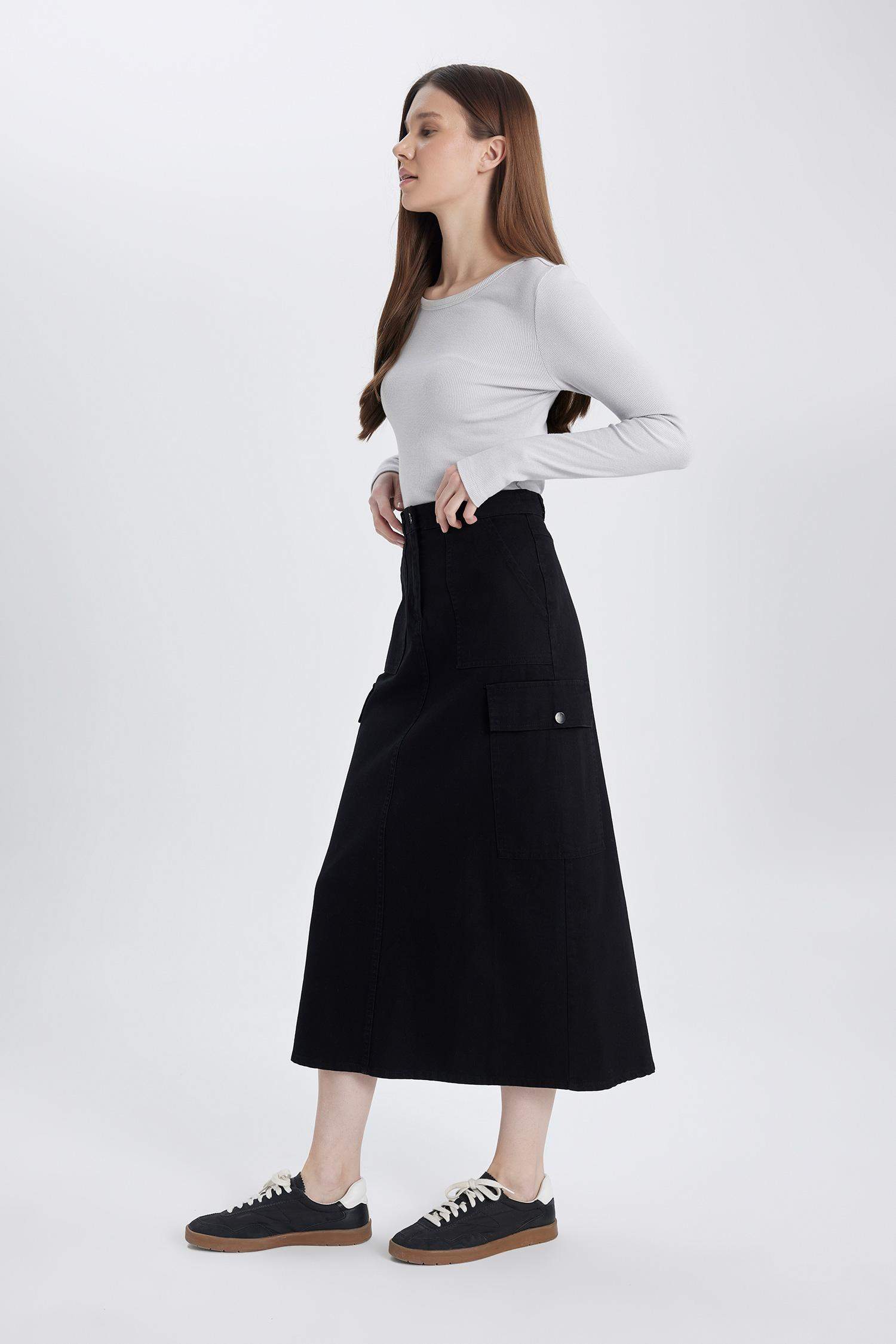 Kargo Fit Gabardin Uzun Boy Etek