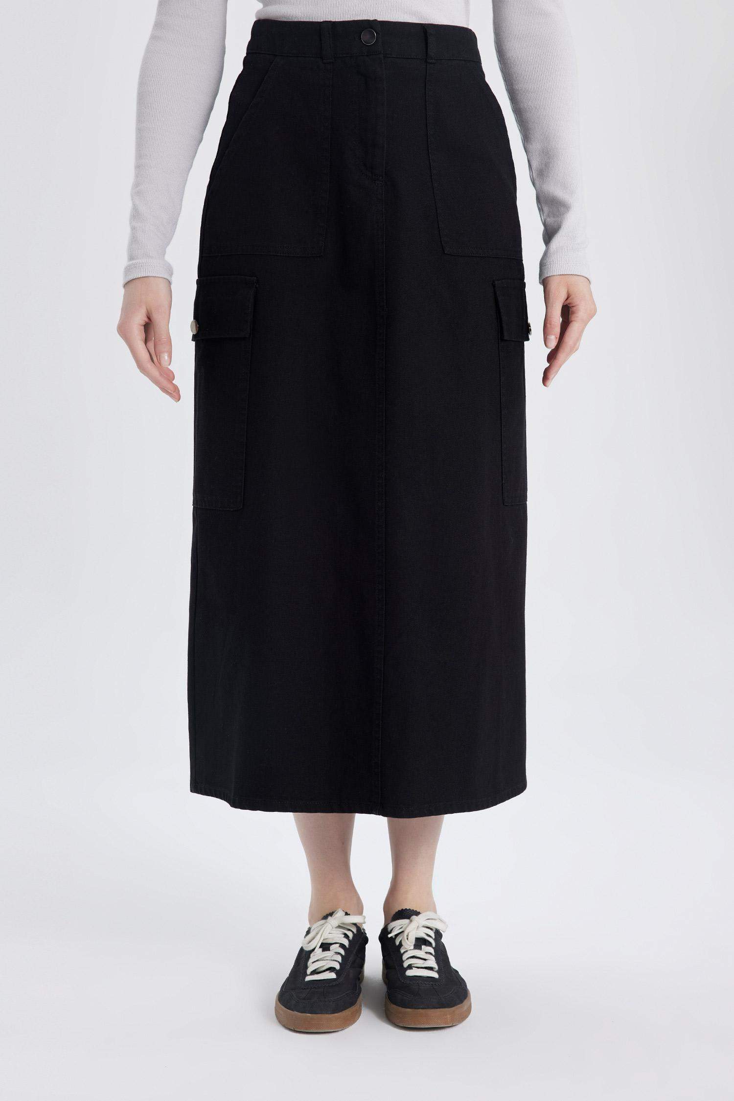 Kargo Fit Gabardin Uzun Boy Etek