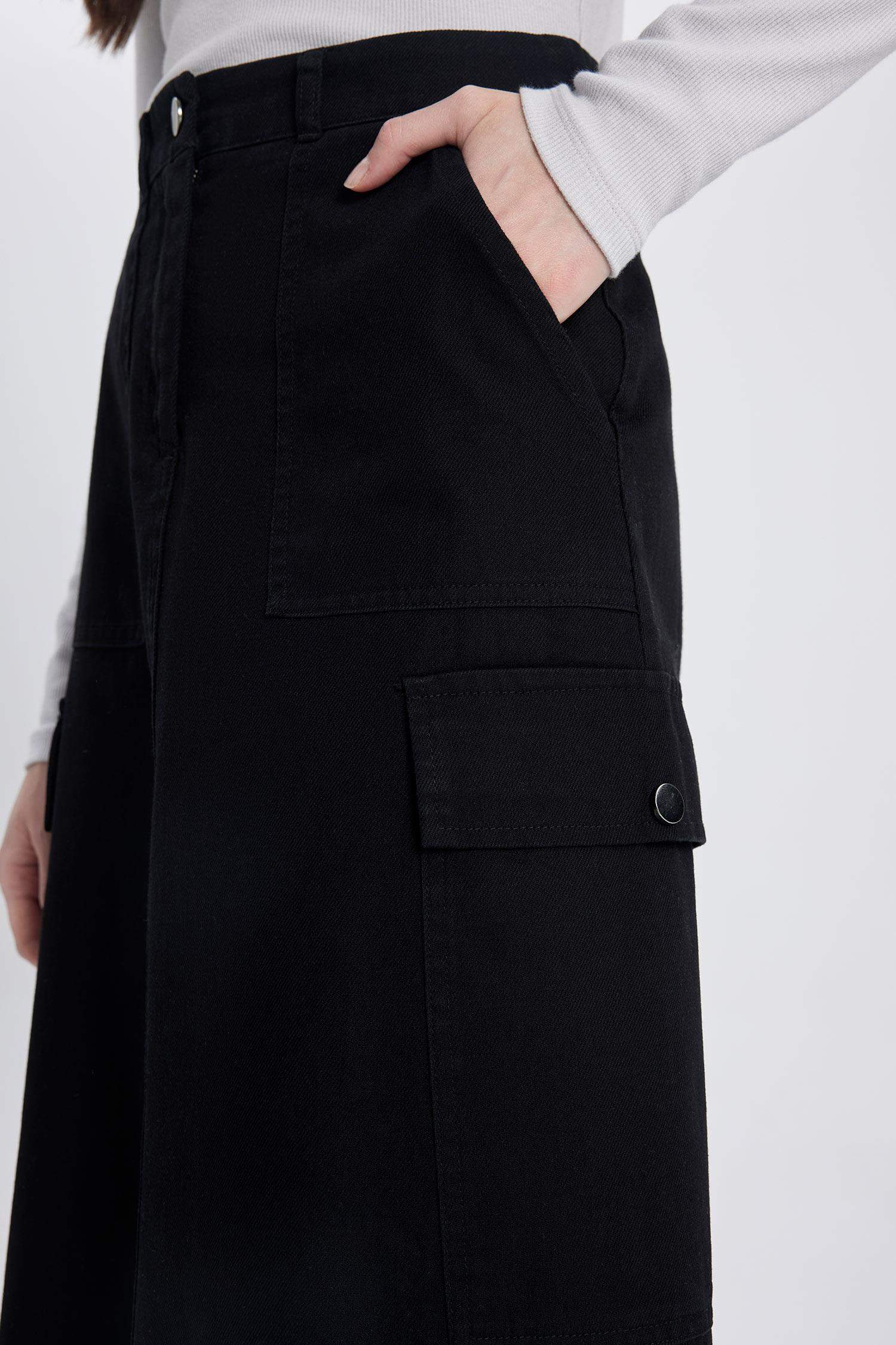 Kargo Fit Gabardin Uzun Boy Etek