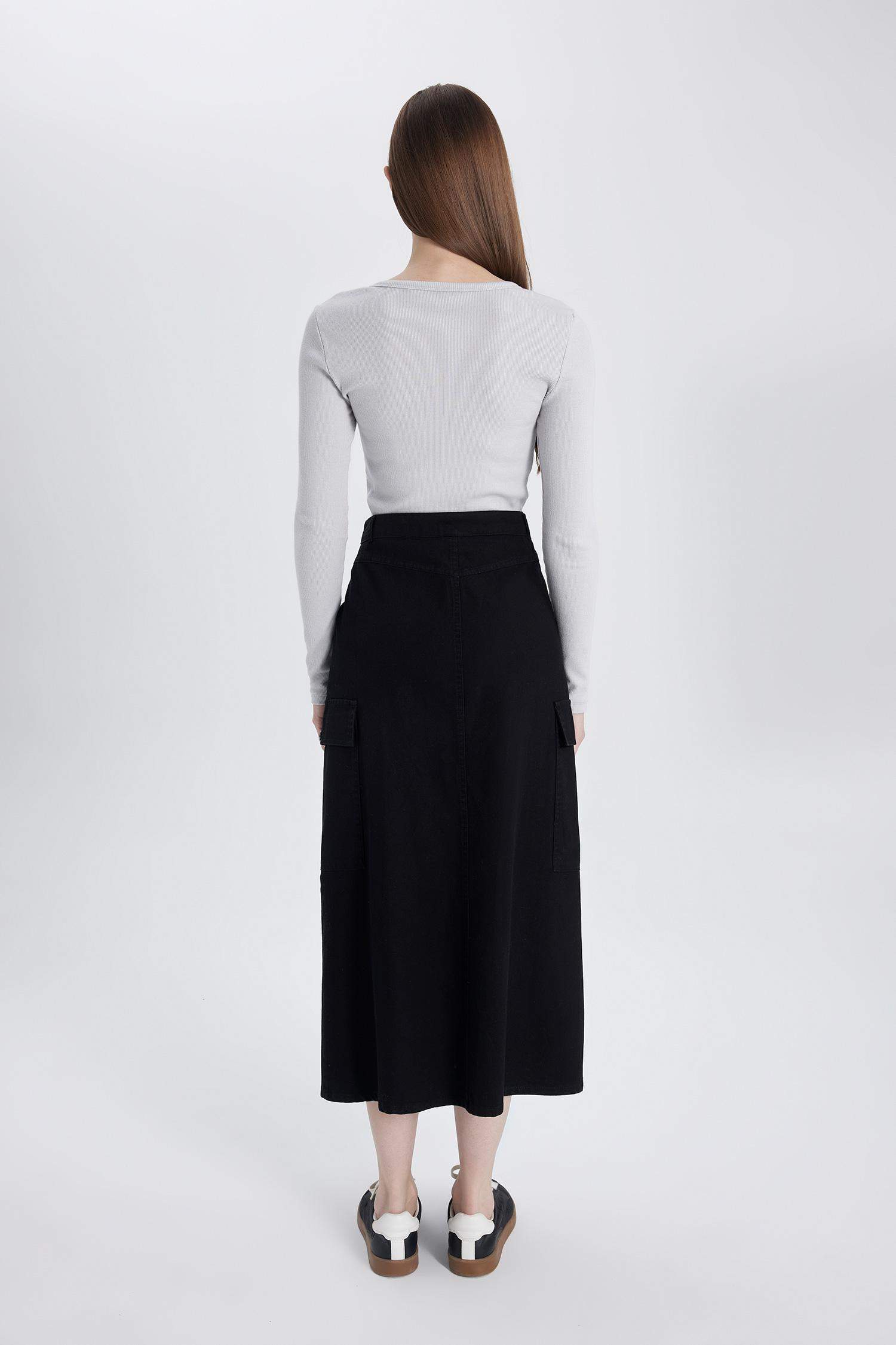 Kargo Fit Gabardin Uzun Boy Etek