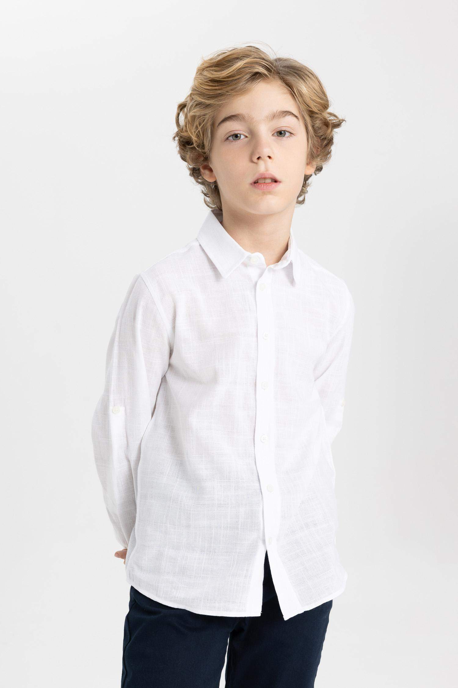 Erkek Çocuk Polo Yaka Uzun Kollu Gömlek