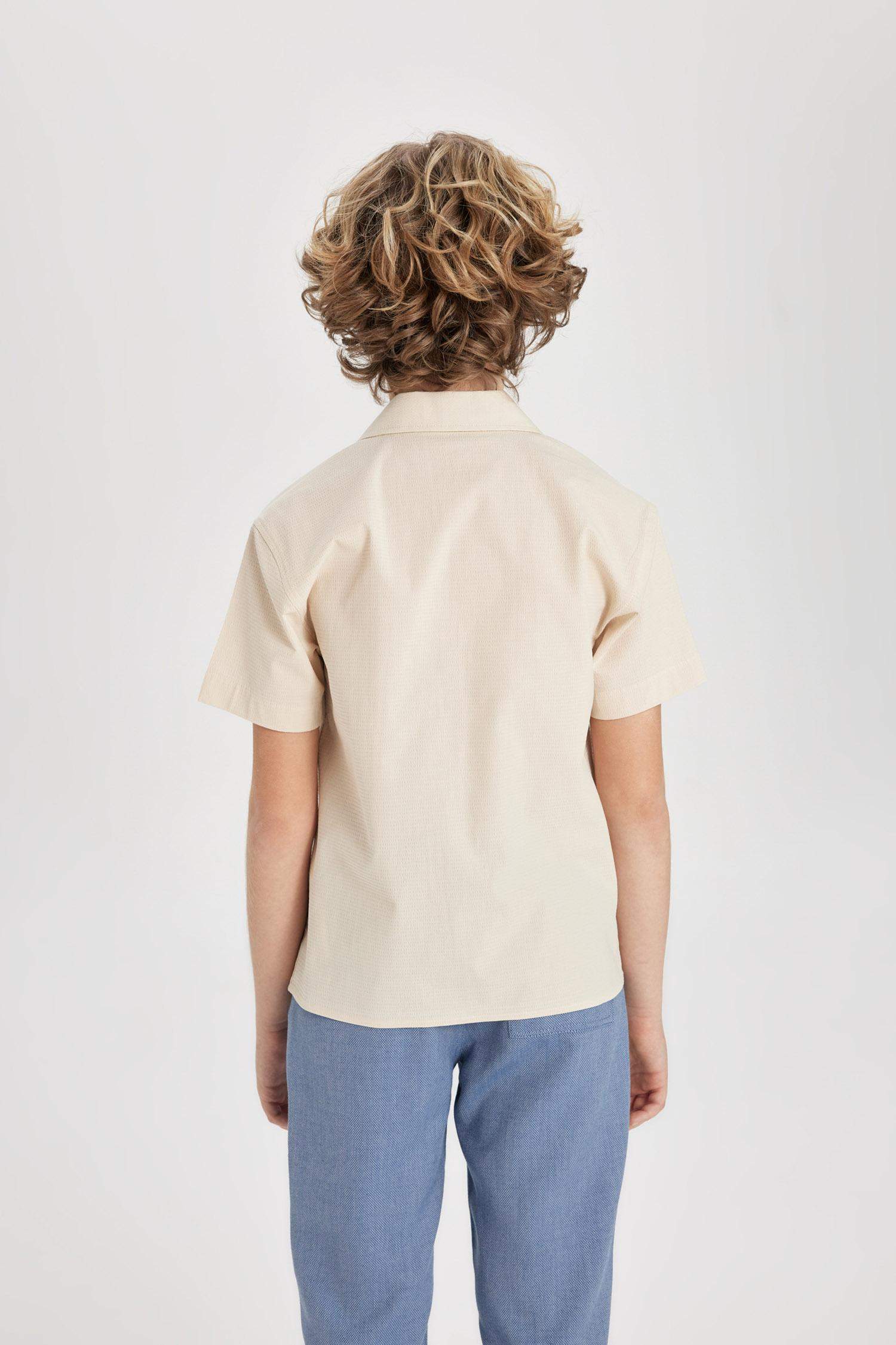 Boy Oversize Fit Polo Neck Waffle Shirt