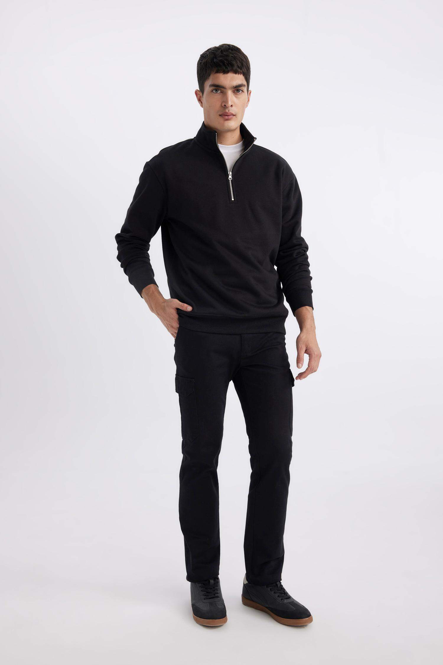 Regular Fit Cargo Pocket Twill Trousers