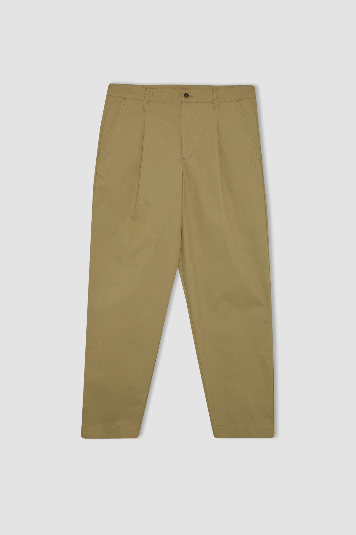 Yazlık Kumaş Pantolon Tapered Fit Normal Kesim Düz Paça Cepli