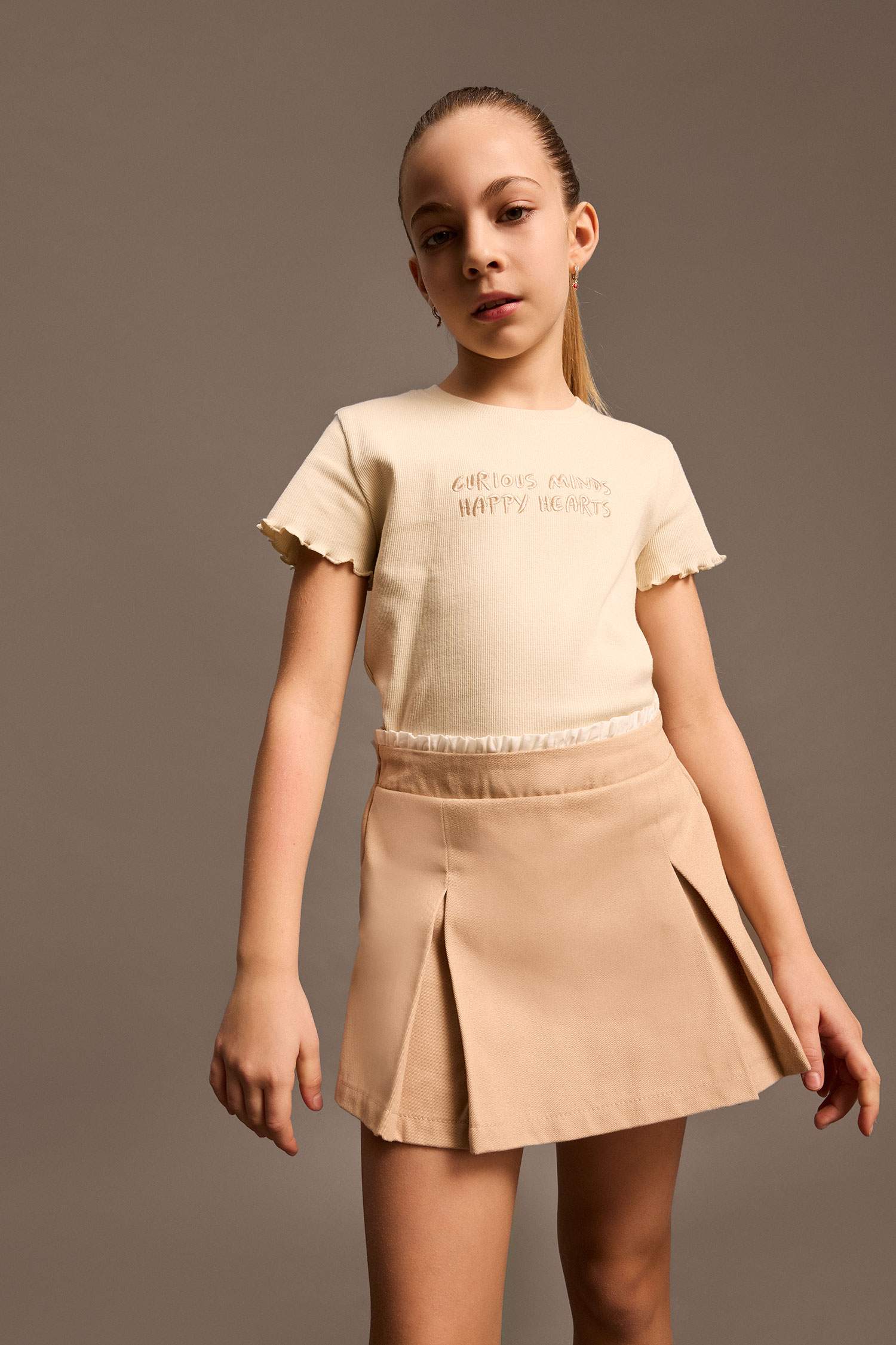 Детская футболка с коротким рукавом, облегающая, с принтом и ребристой тканью