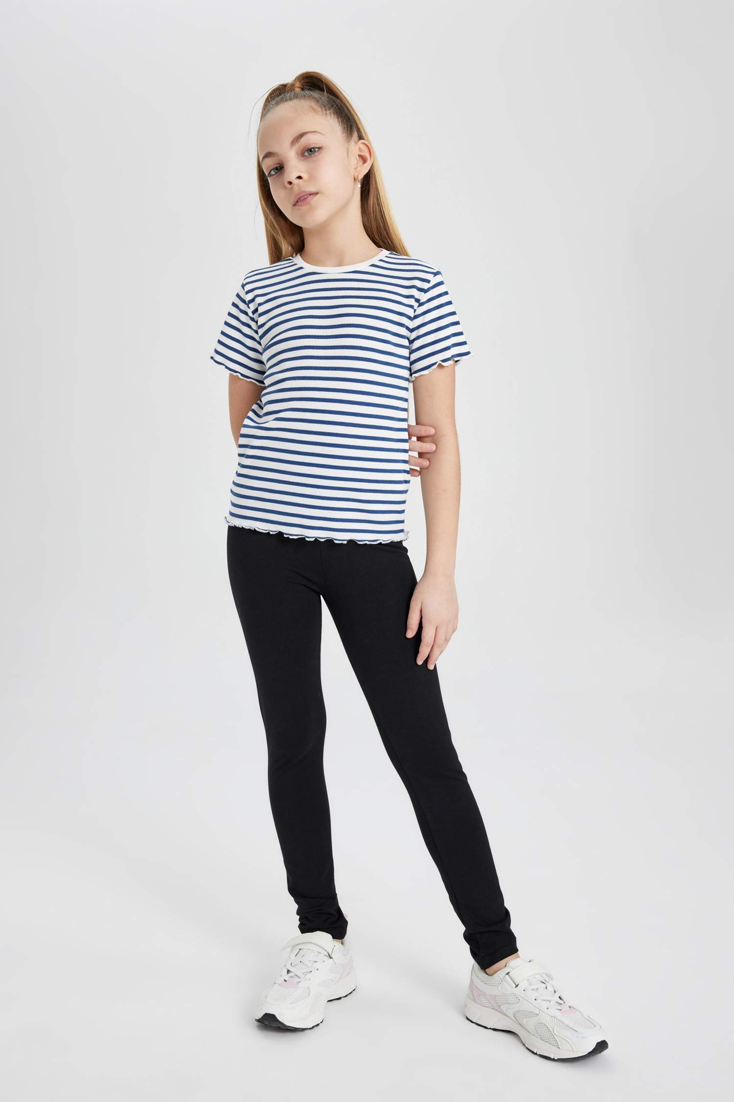 Girl Slim Fit Striped Ribbed Camisole T-Shirt