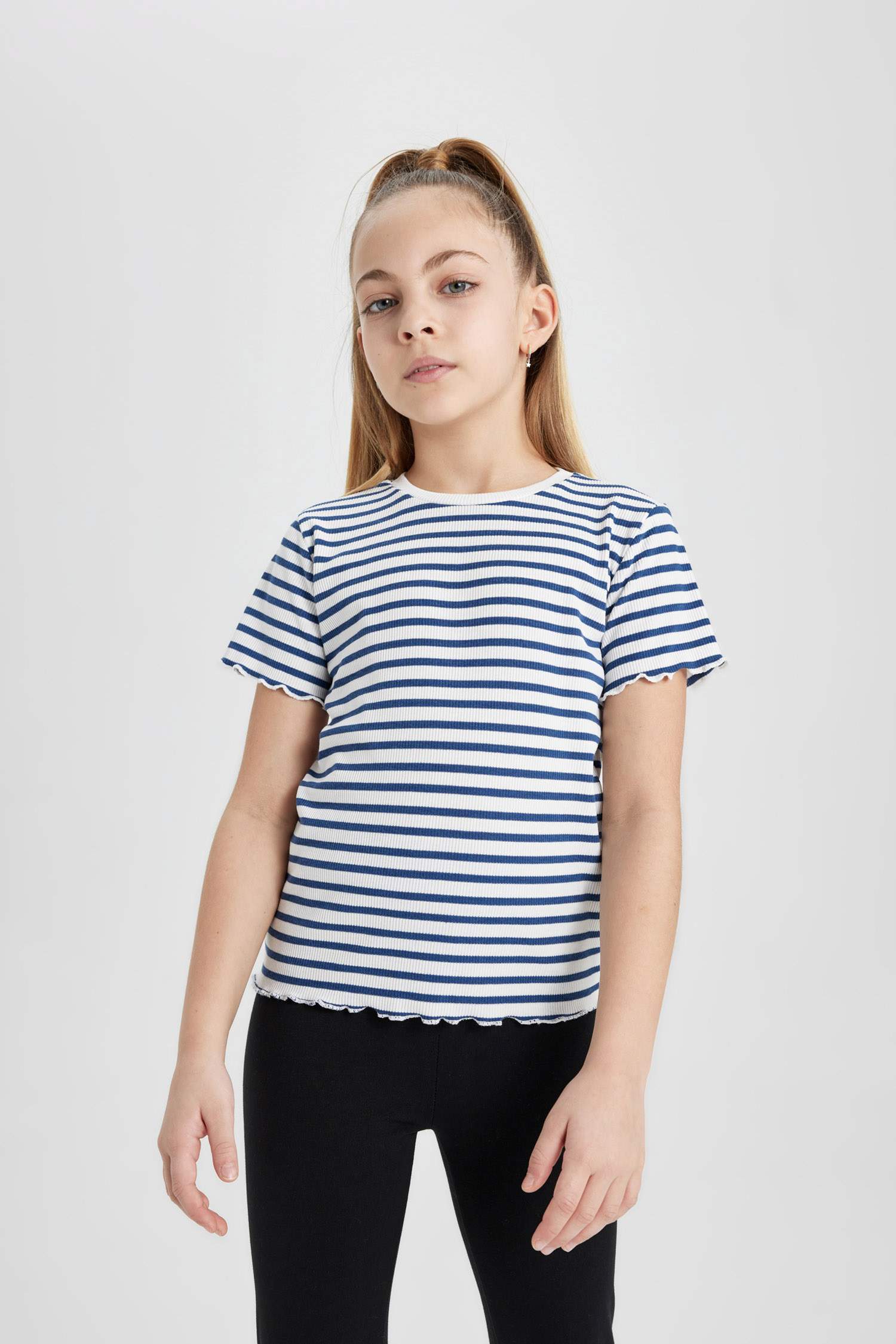 Girl Slim Fit Striped Ribbed Camisole T-Shirt