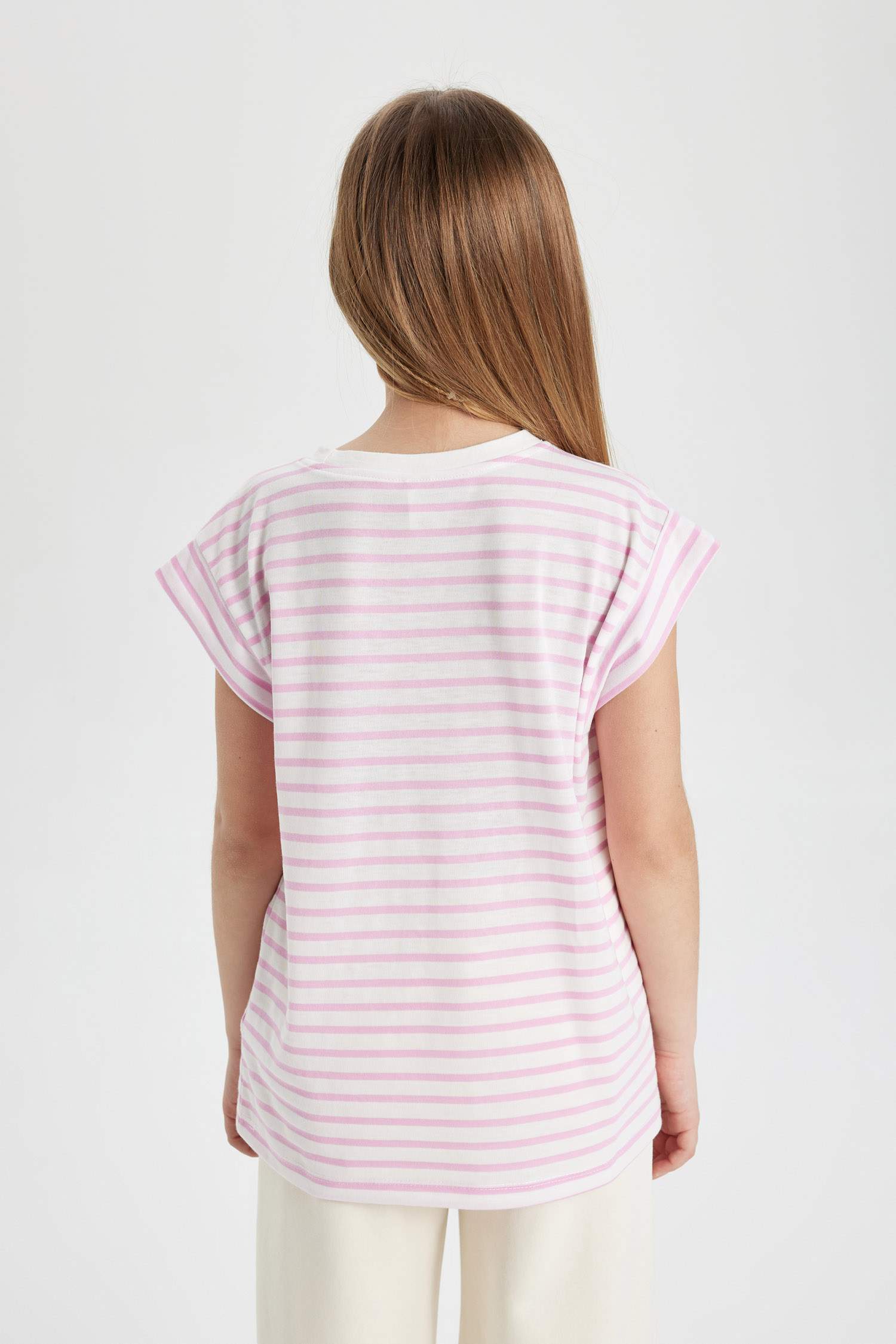 Girl Oversize Fit Striped Short Sleeve T-Shirt