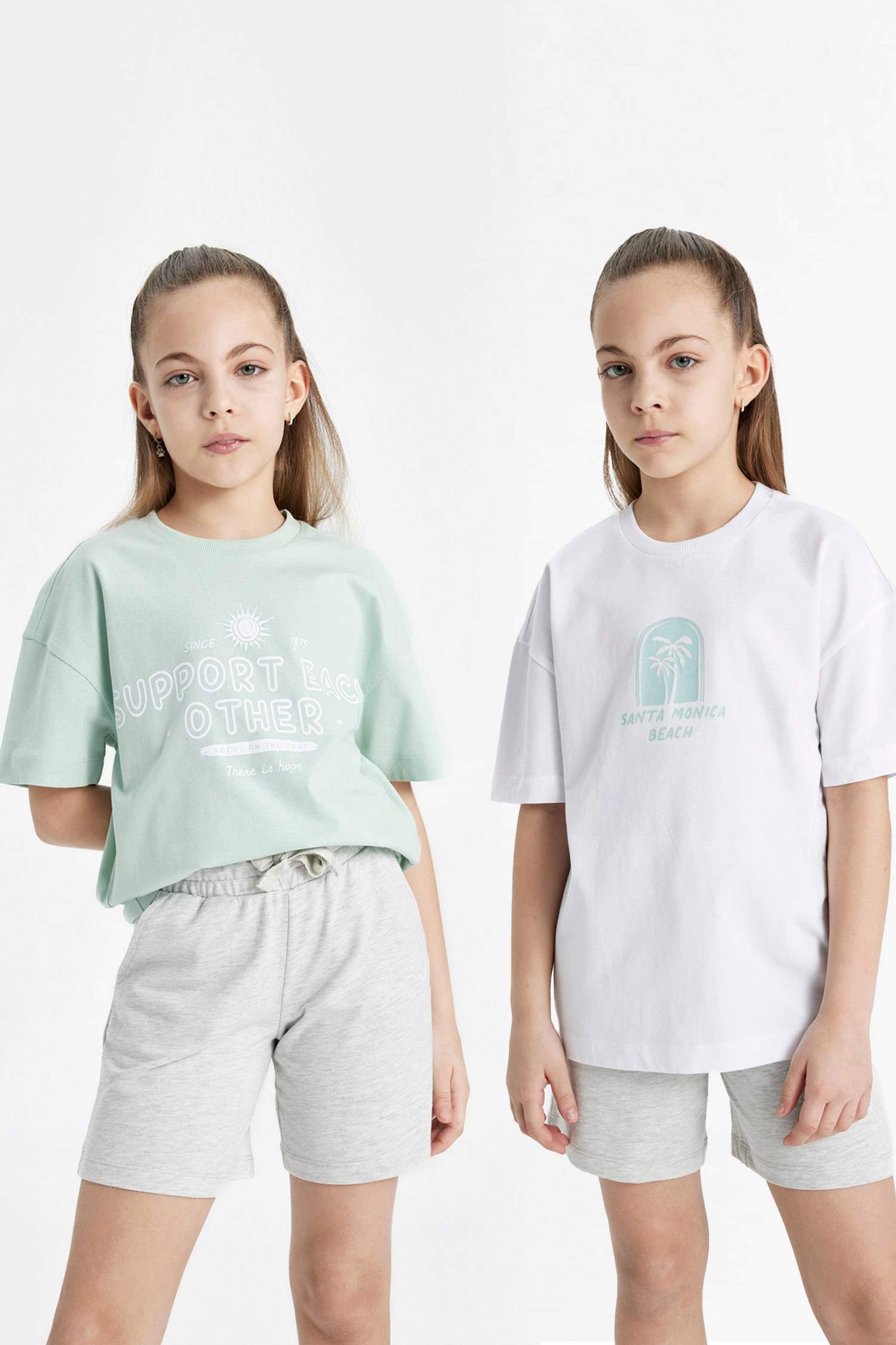 Girl Relax Fit 2 Piece Short Sleeve T-Shirt