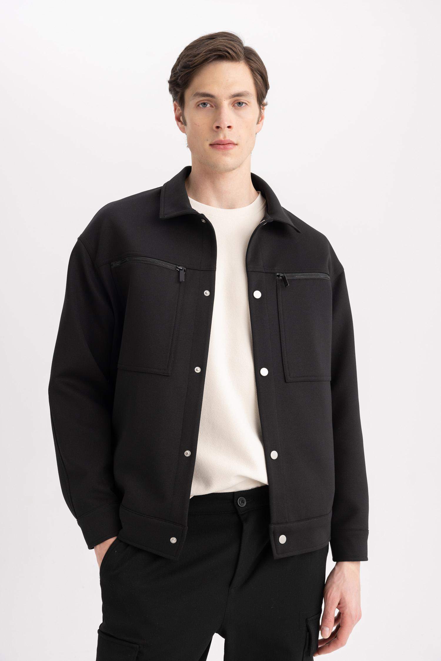 جاكيت خفيف قصة مريحة برقبة بولو