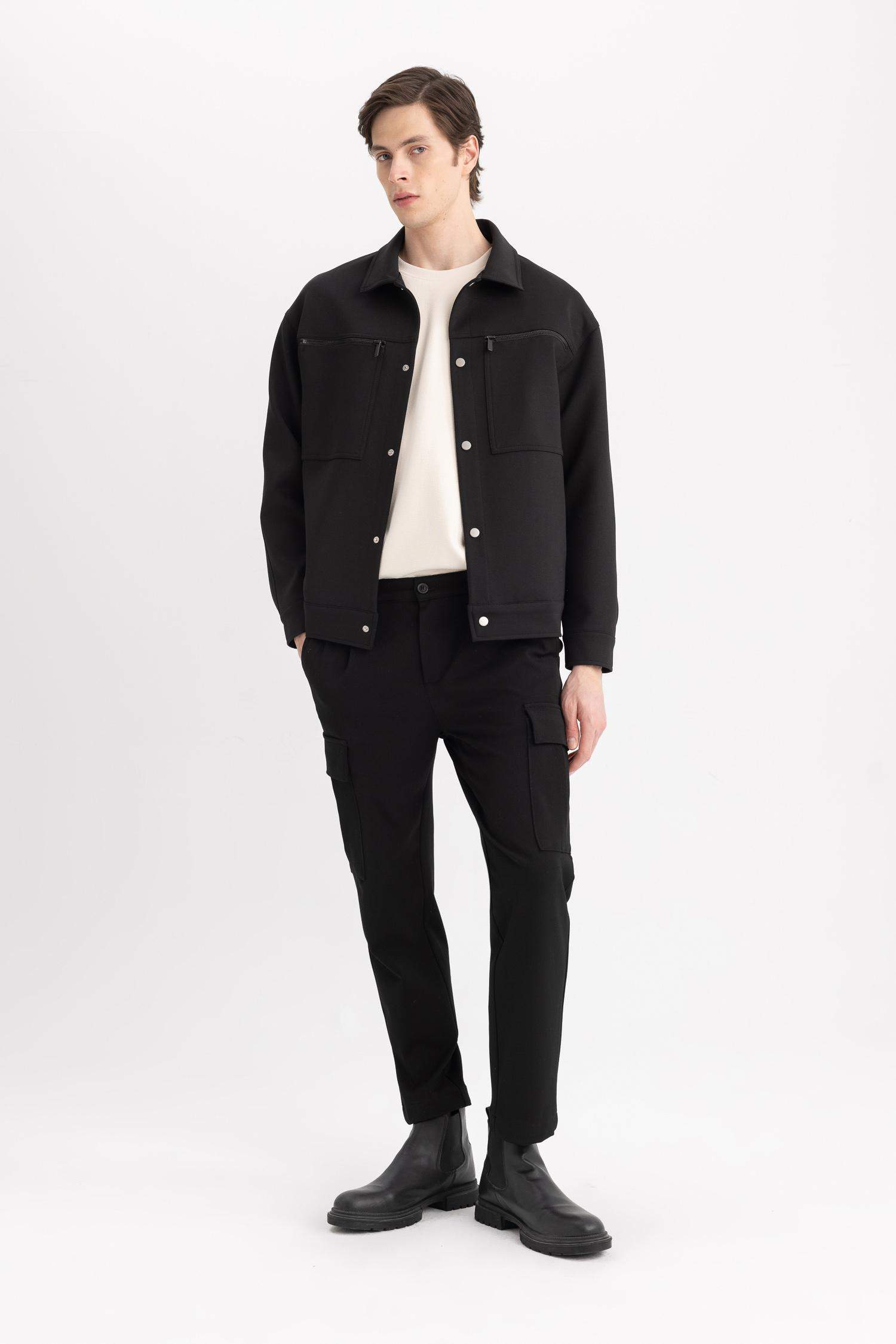 جاكيت خفيف قصة مريحة برقبة بولو