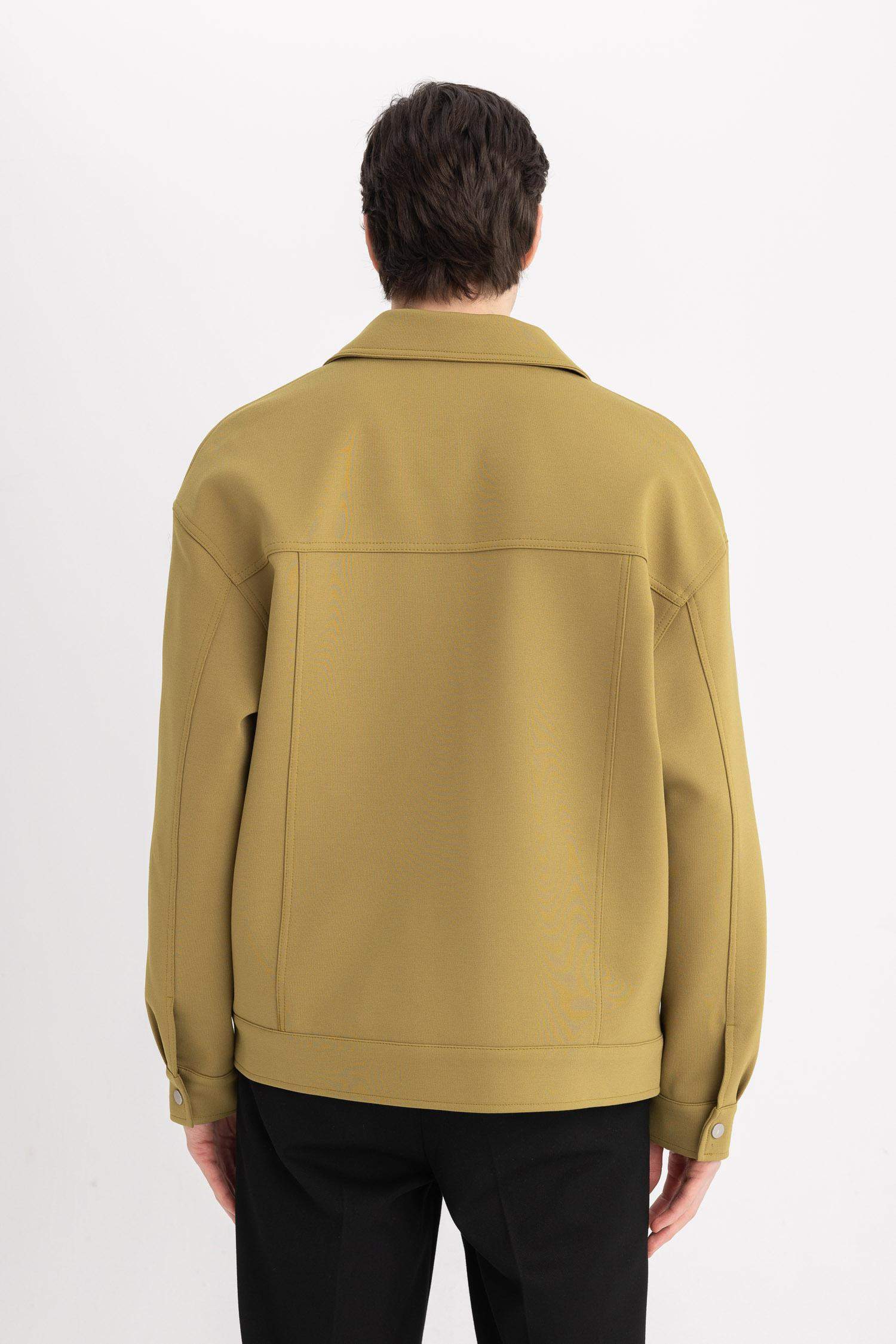 Relax Fit Polo Yaka Çıtçıtlı Fermuar Cepli Mevsimlik Baharlık Ceket Mont