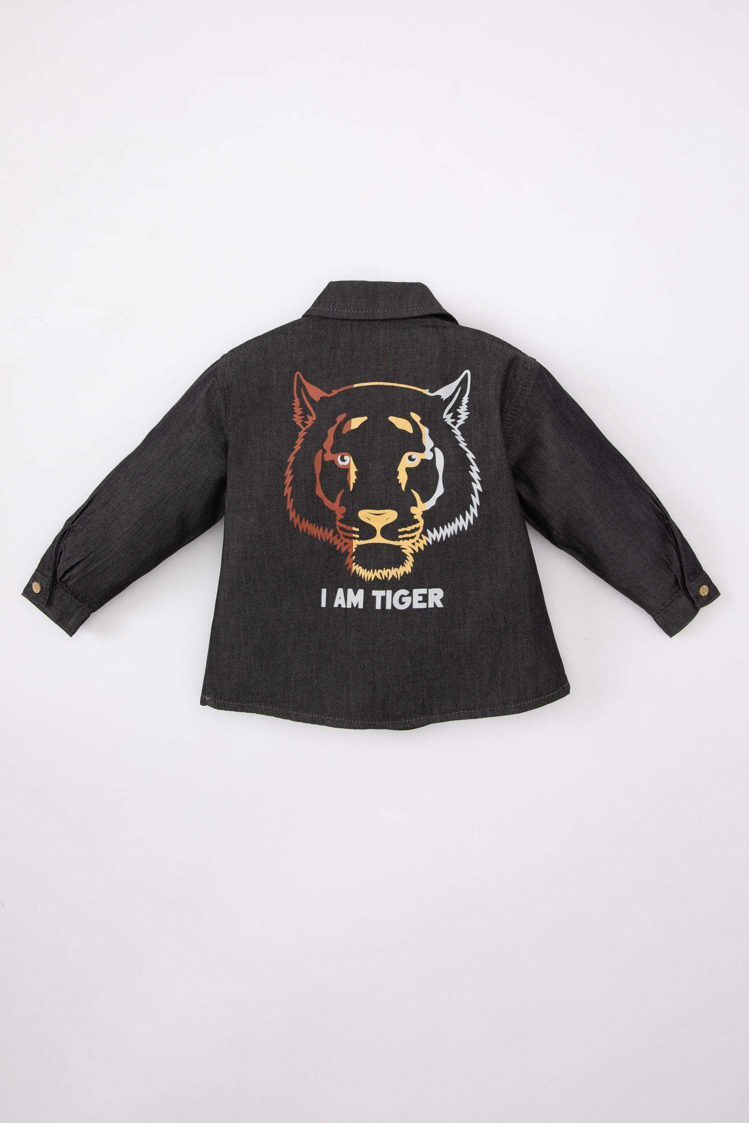 Erkek Bebek Uzun Kollu Jean Gömlek