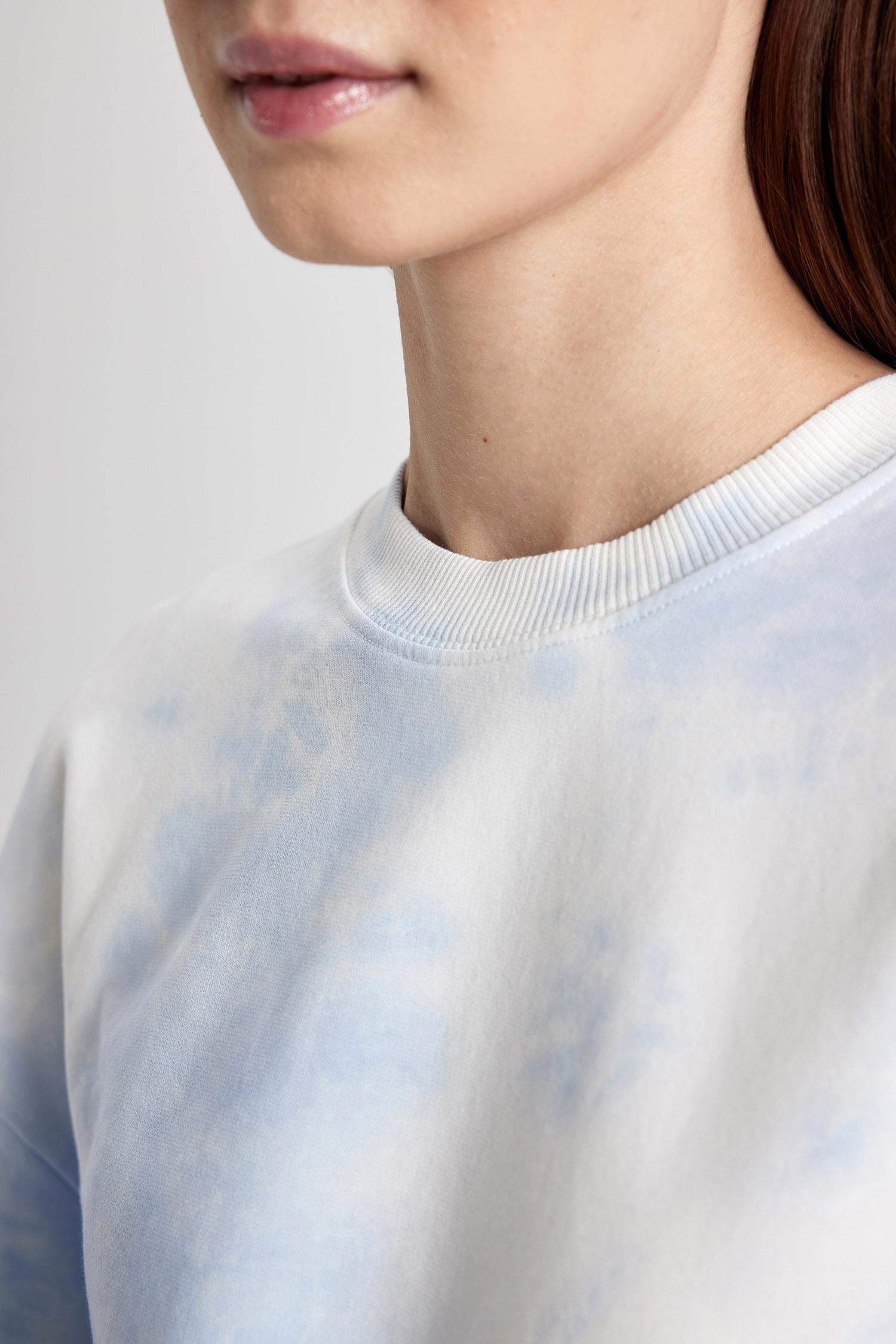 Regular Fit Bisiklet Yaka Batik Sweatshirt Tunik