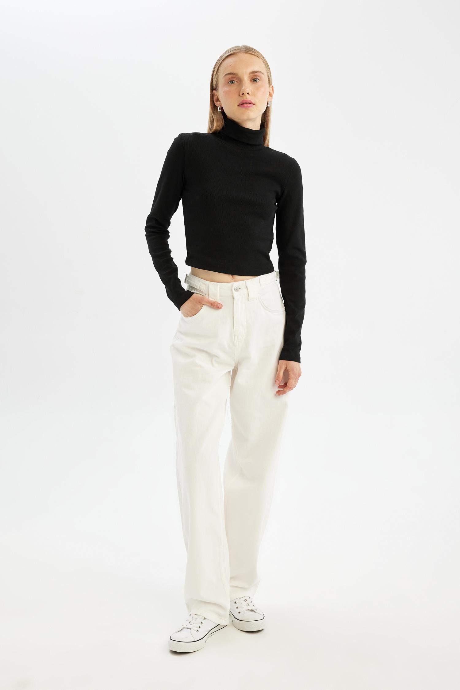 تيشيرت ردن طويل سليم فيت مضلع